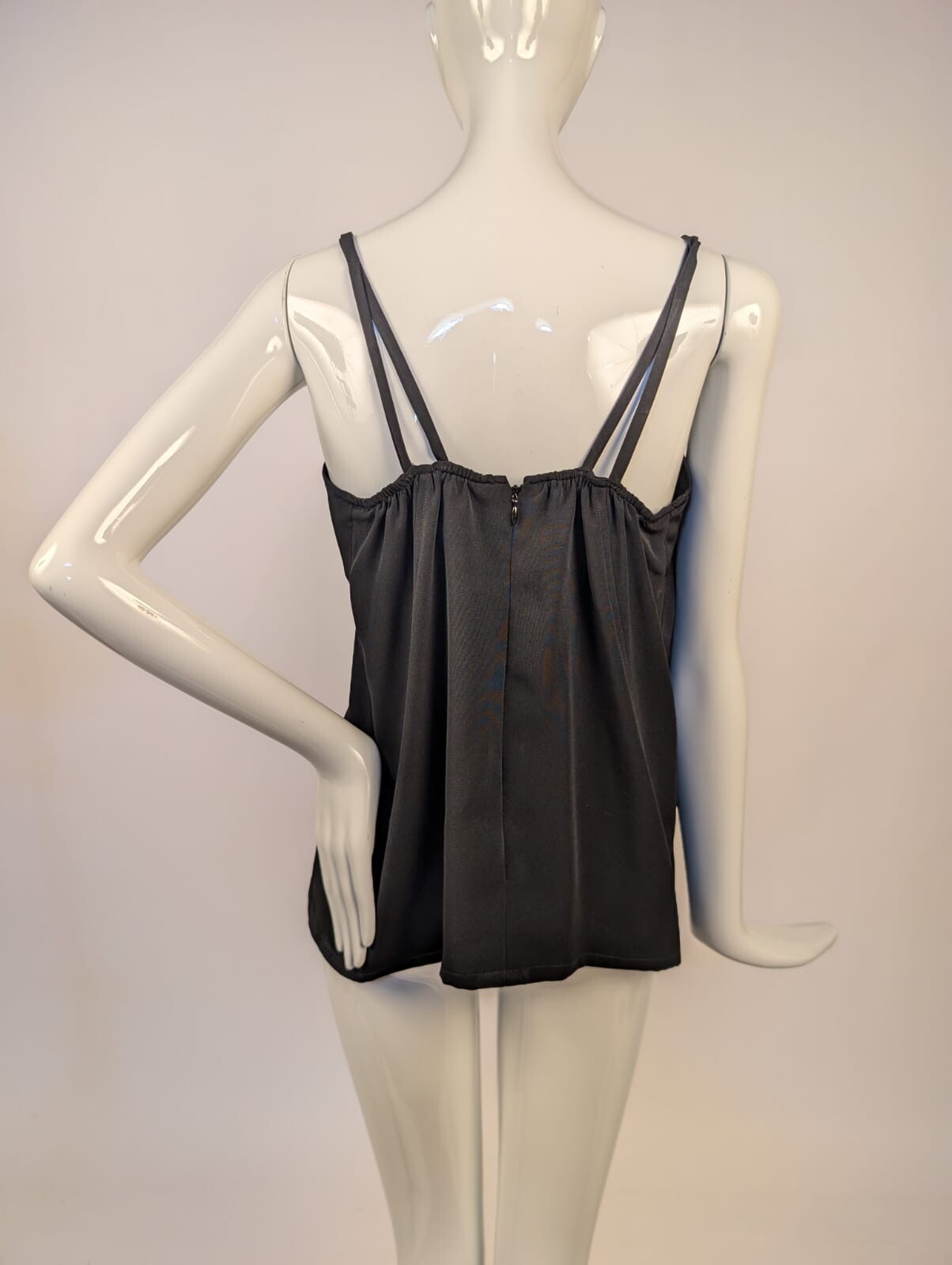 DESIGNER TED LAPIDUS – PARIS VINTAGE BLACK SILK CAMISOLE TOP