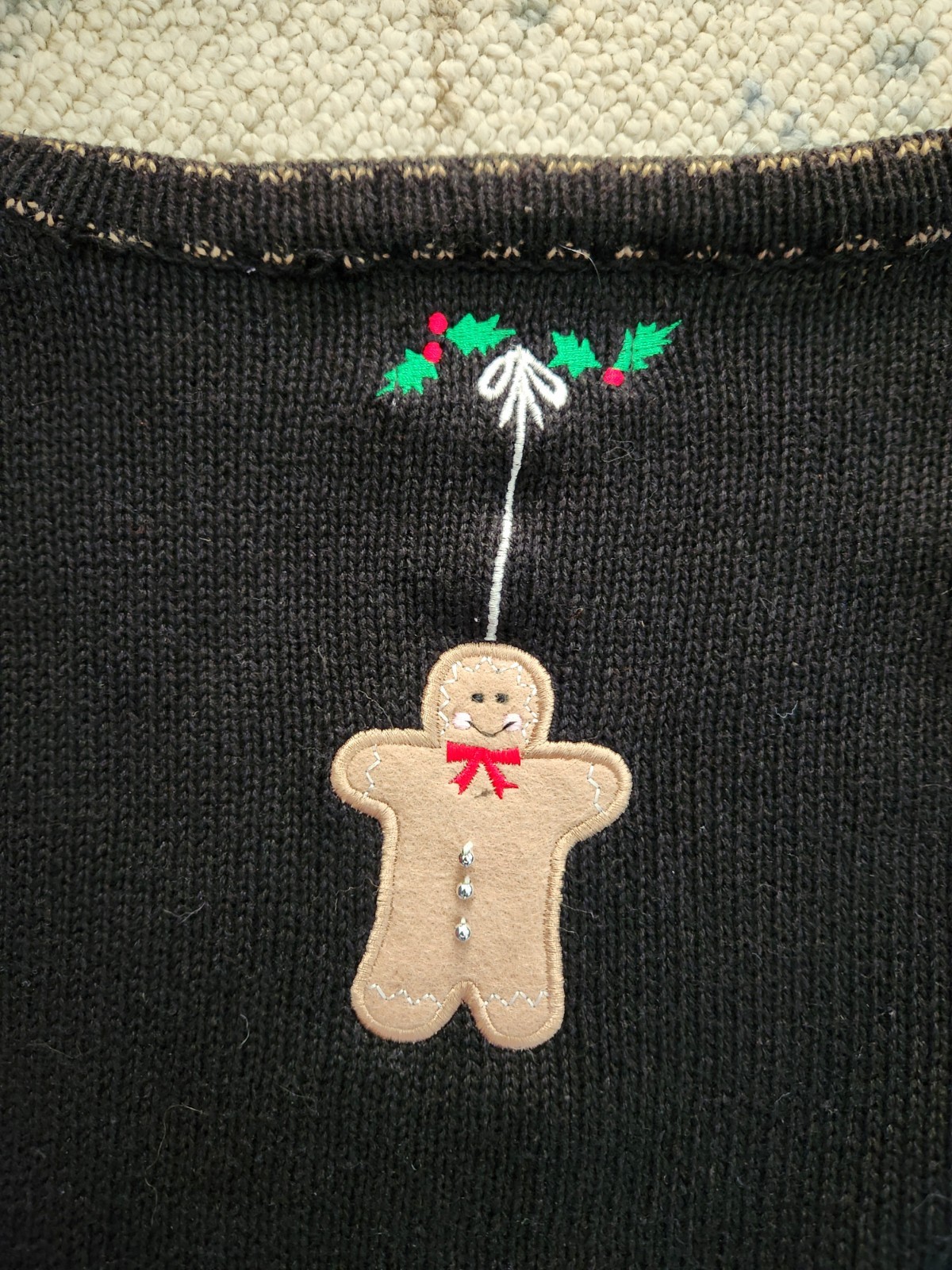 The Quacker Factory Christmas Cardigan Sweater Women’s XxL 2X Black Sugar Spice