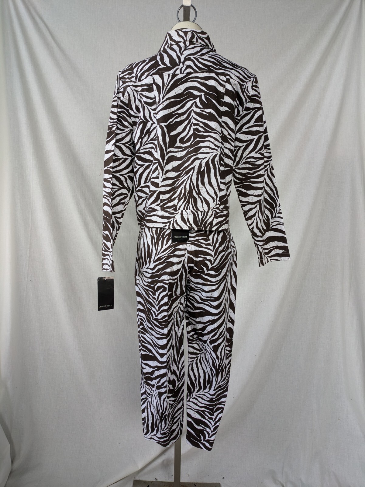 Vintage 1990s Sharon Endick Kate 2 Piece Demim Set Jacket Cropped Pant L NWT