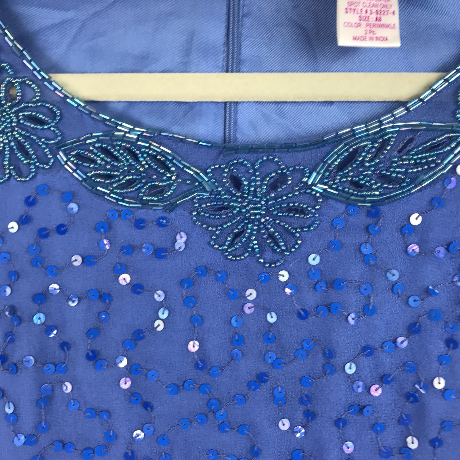 Amoureuse Womens Periwinkle Blue 2 piece Skirt Suit Beaded Sequins Top Party NWT