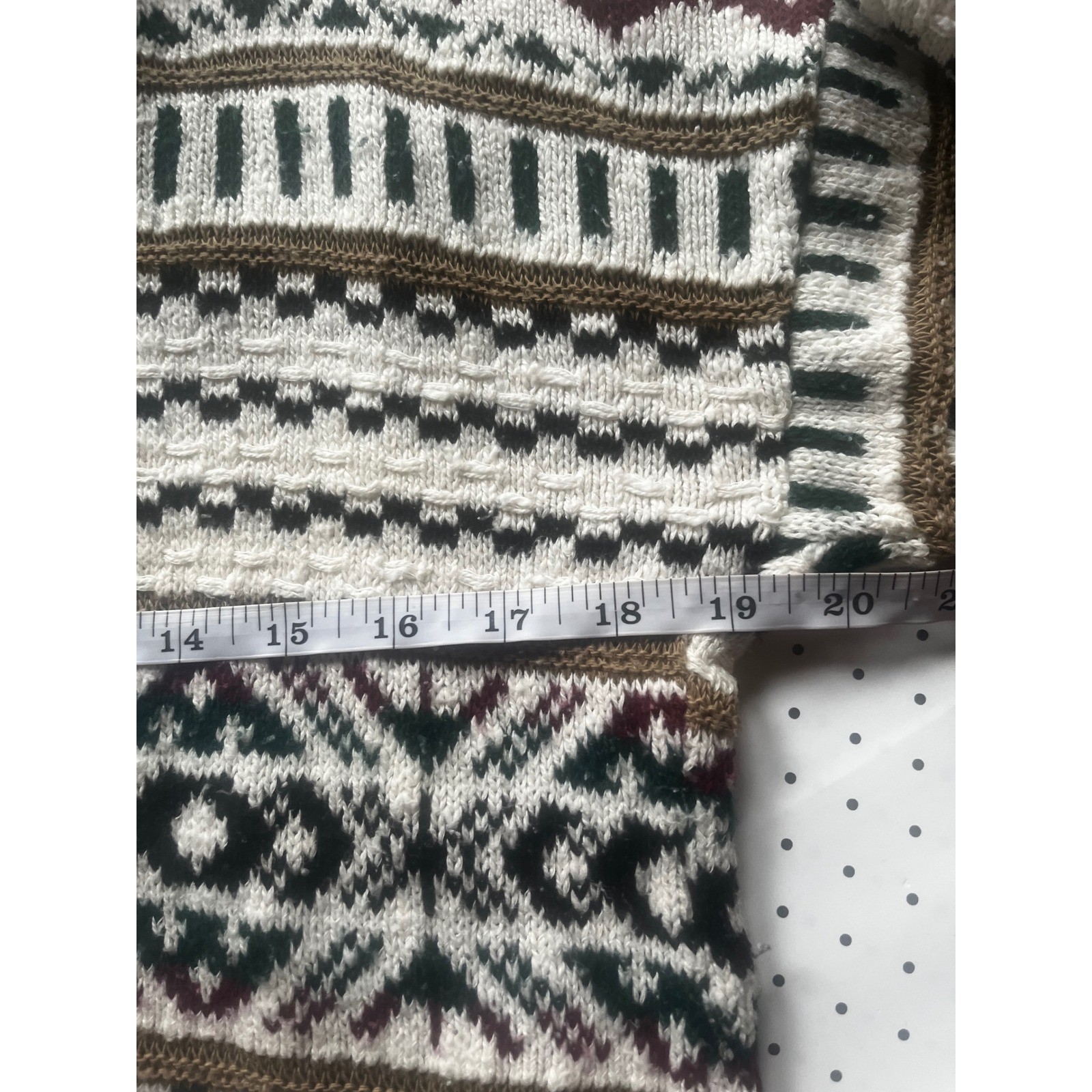 In Charge Vintage Fair Isle Mock Neck Sweater Womens Large Nordic Knit USA Made
