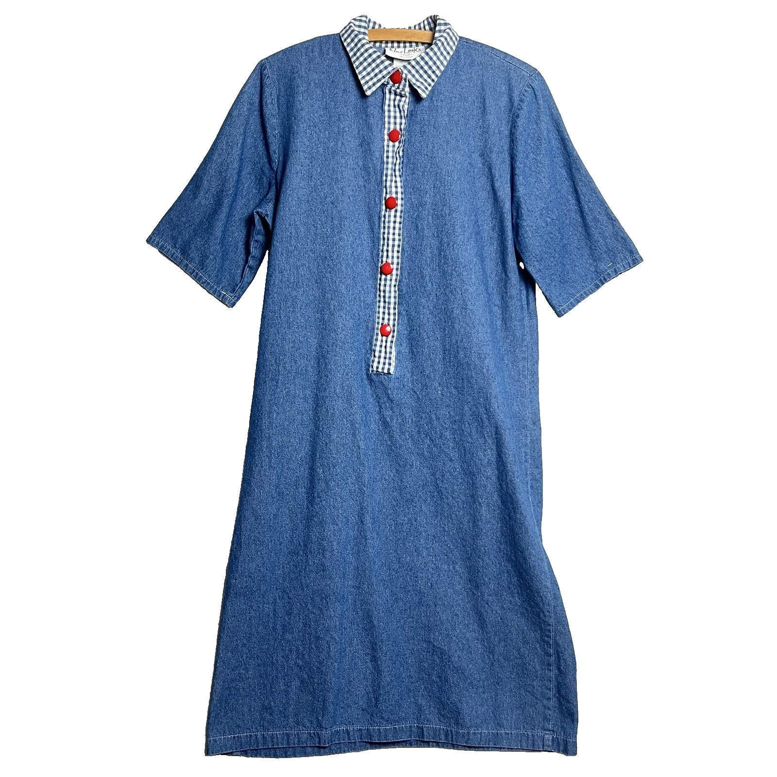 VTG New Looks California Denim Dress Prairie Cottage Core 70’s Western Sz 10