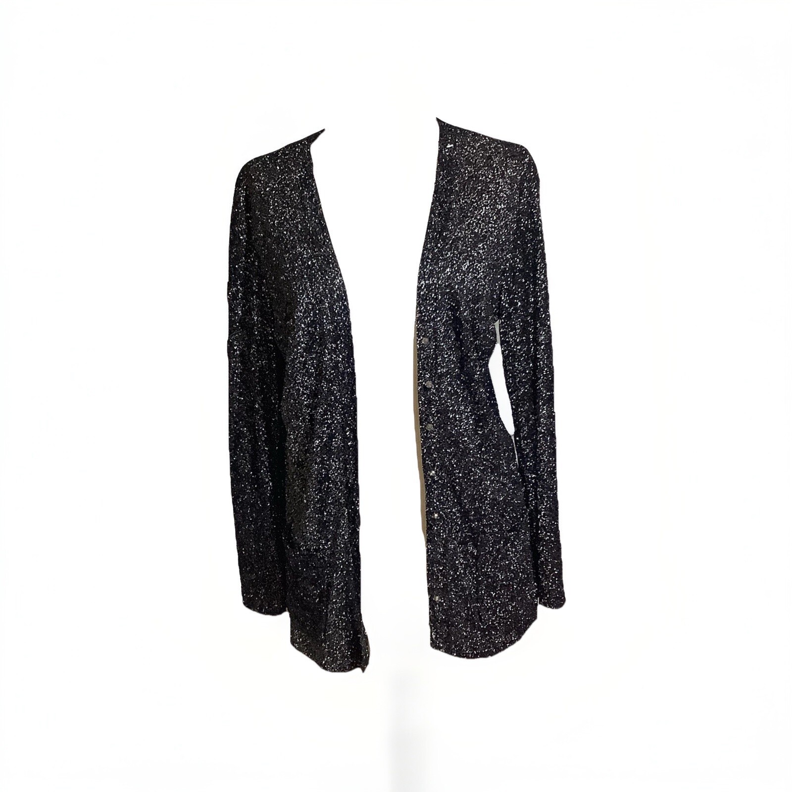 VTG 70’s BLACK & SILVER LUREX SPARKLING METALLIC JACKET HOLIDAYS PARTY