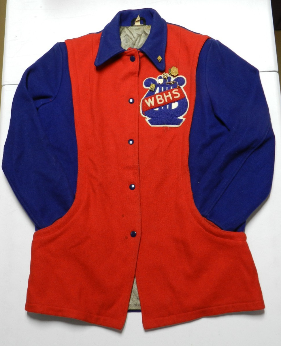 Vintage 1966 High School Letterman’s Jacket Red & Blue Wool Ladies Size 16