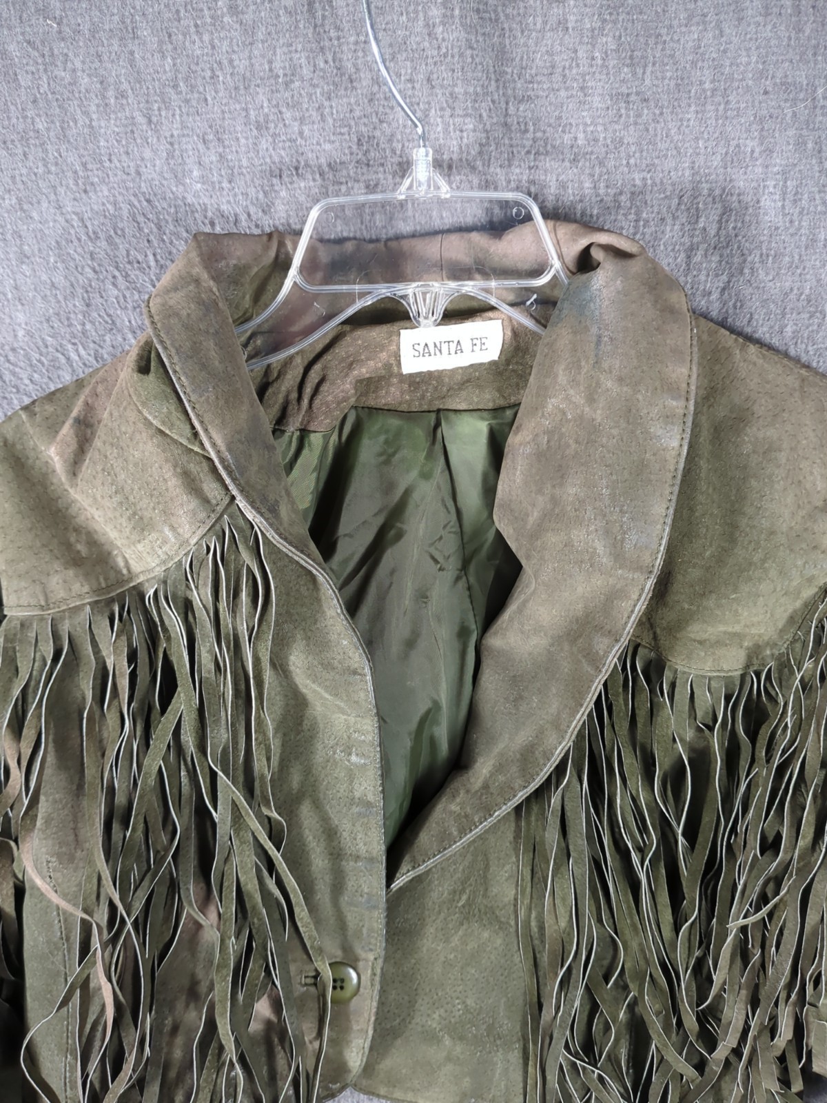 Vtg 70s 80s Santa Fe Suede Leather Cropped FRINGE Jacket Western Sz M