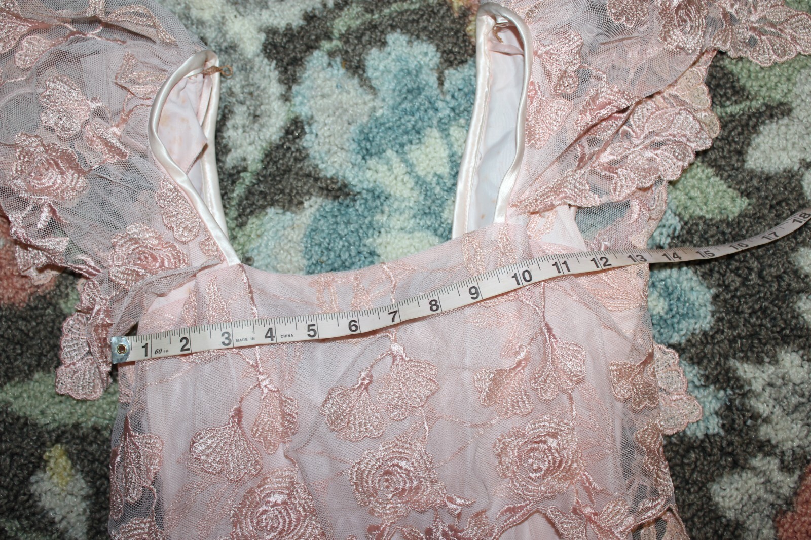 Vintage Cachet by Bari Protas Victorian Lace Pearl Pink LACE Dress Size 3/4 NICE
