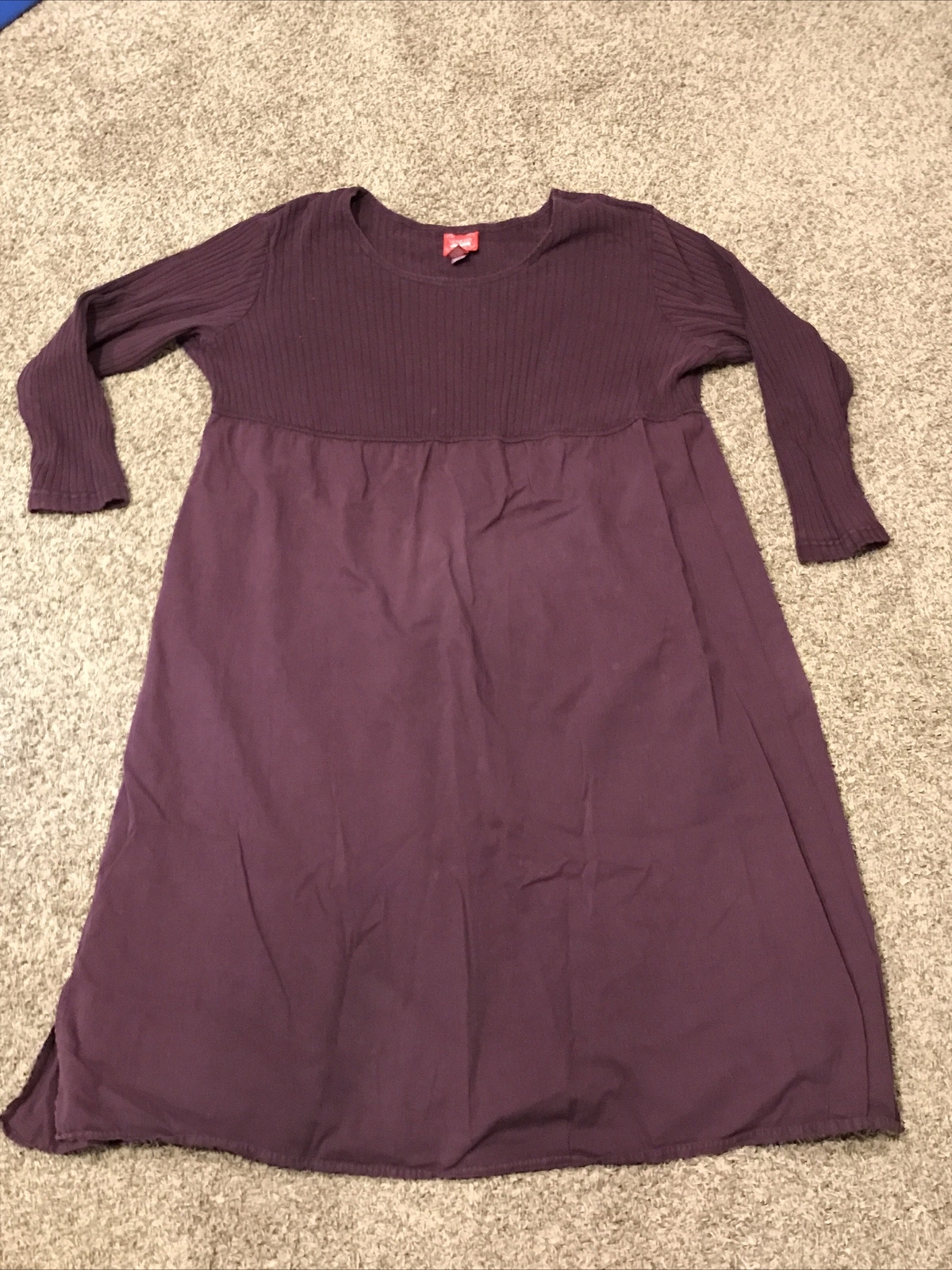 Vtg VENEZIA Jeans Womens Plus Size 26 Purple Long Sleeve Pullover Dress A23