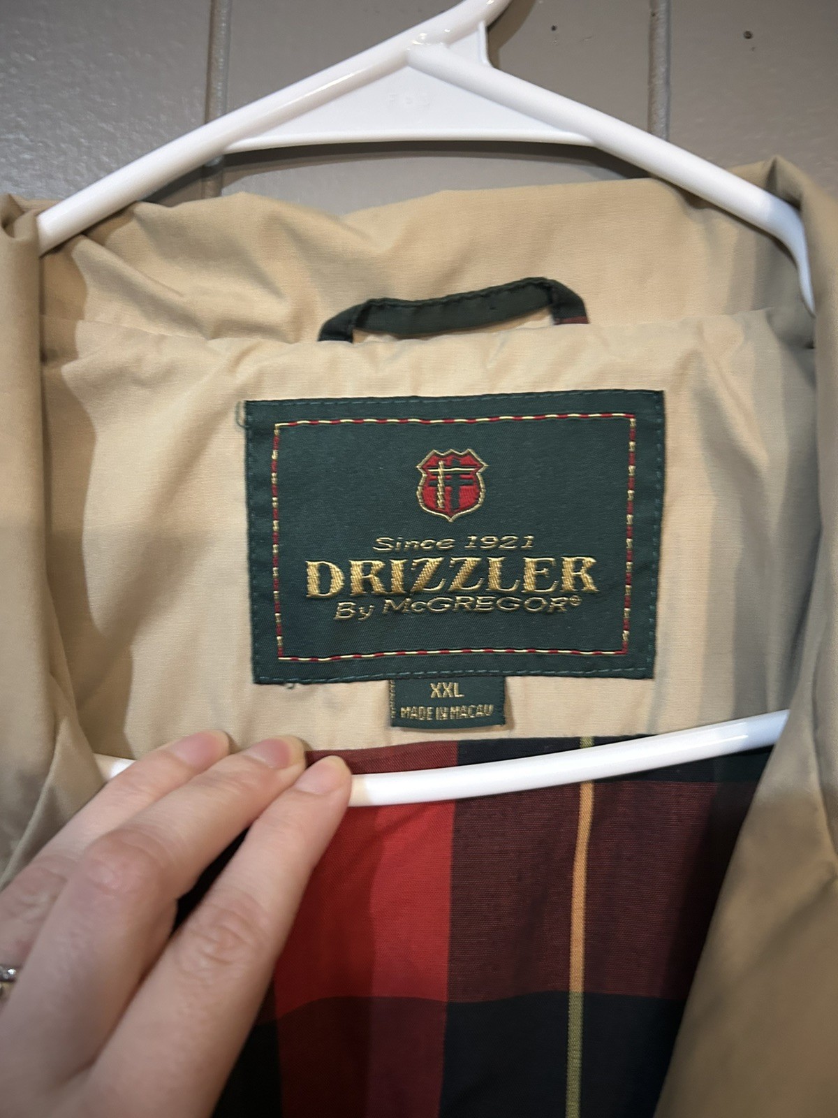 VINTAGE RARE McGREGOR Drizzler Barn Jacket | Beige Tartan Lined, Unisex XXL