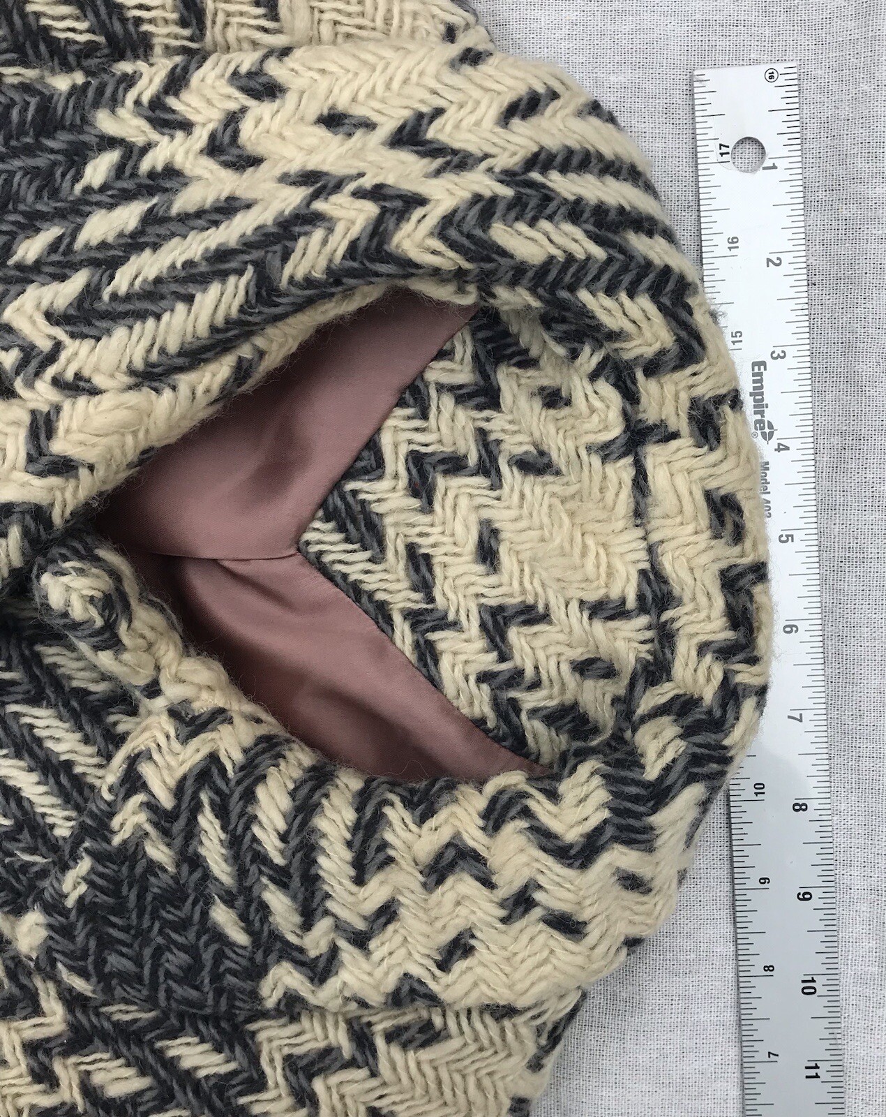 Vtg 50s 60s Woven Wool Women’s Coat Geo Southwestern M L Grey Tan Mod Retro USA