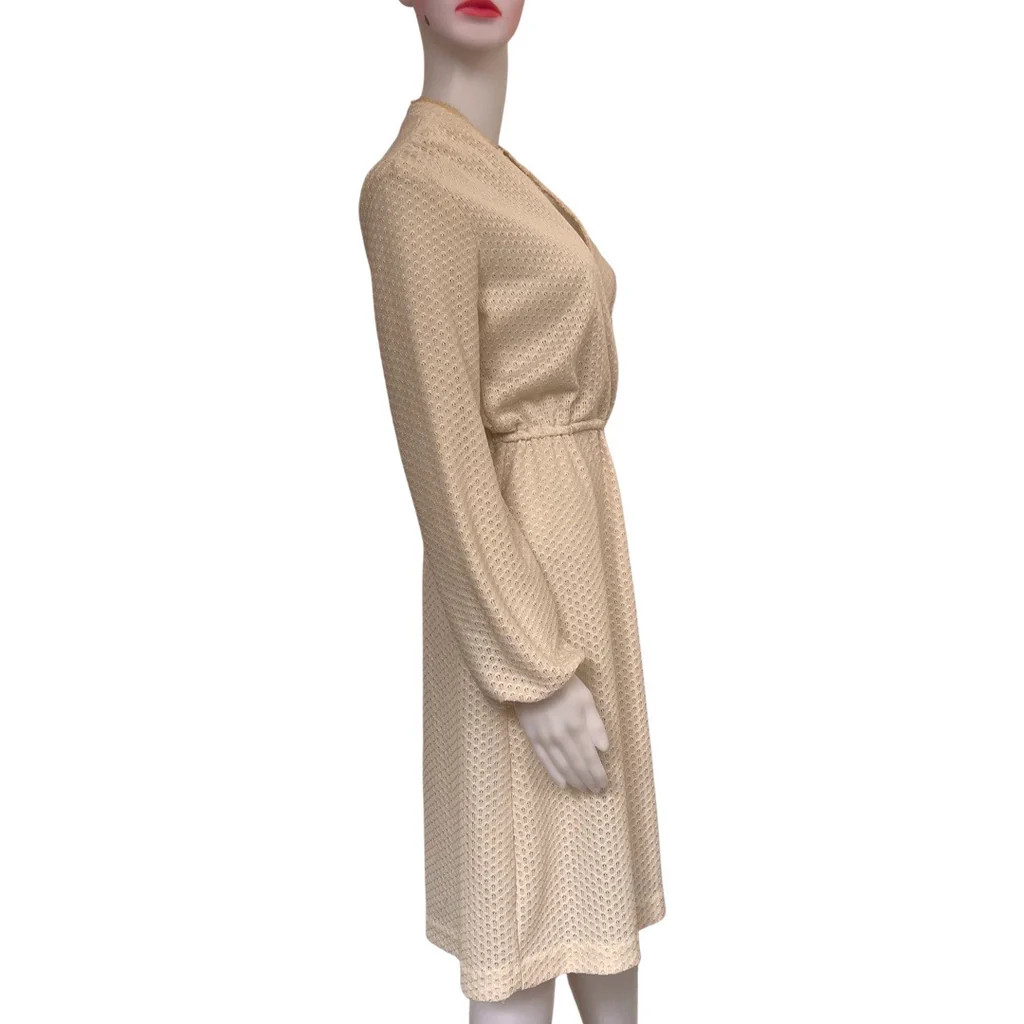 Vintage 70s Handmade Eyelet Wrap Dress Off White Boho Women’s M