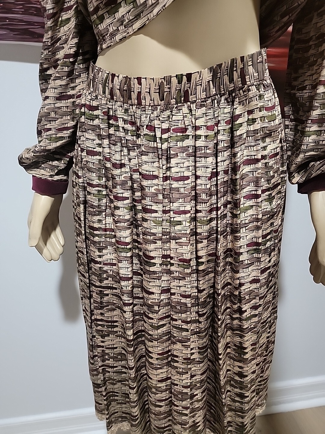 OSCAR DE LA RENTA, MISS D Vintage 2PC Blouse & Skirt 12 Lace & Velvet Trim #11