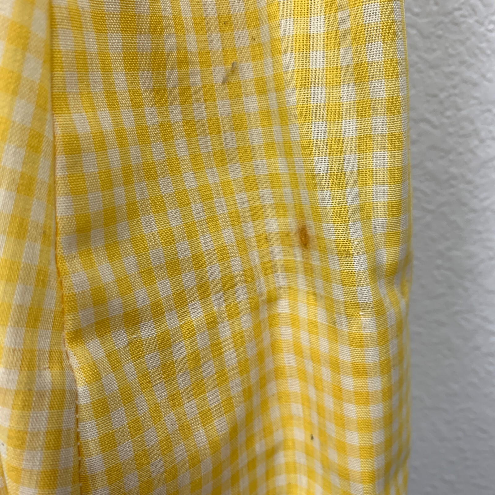 Vintage Smart Time Yellow White Gingham Plaid House Dress Chest 16.5″