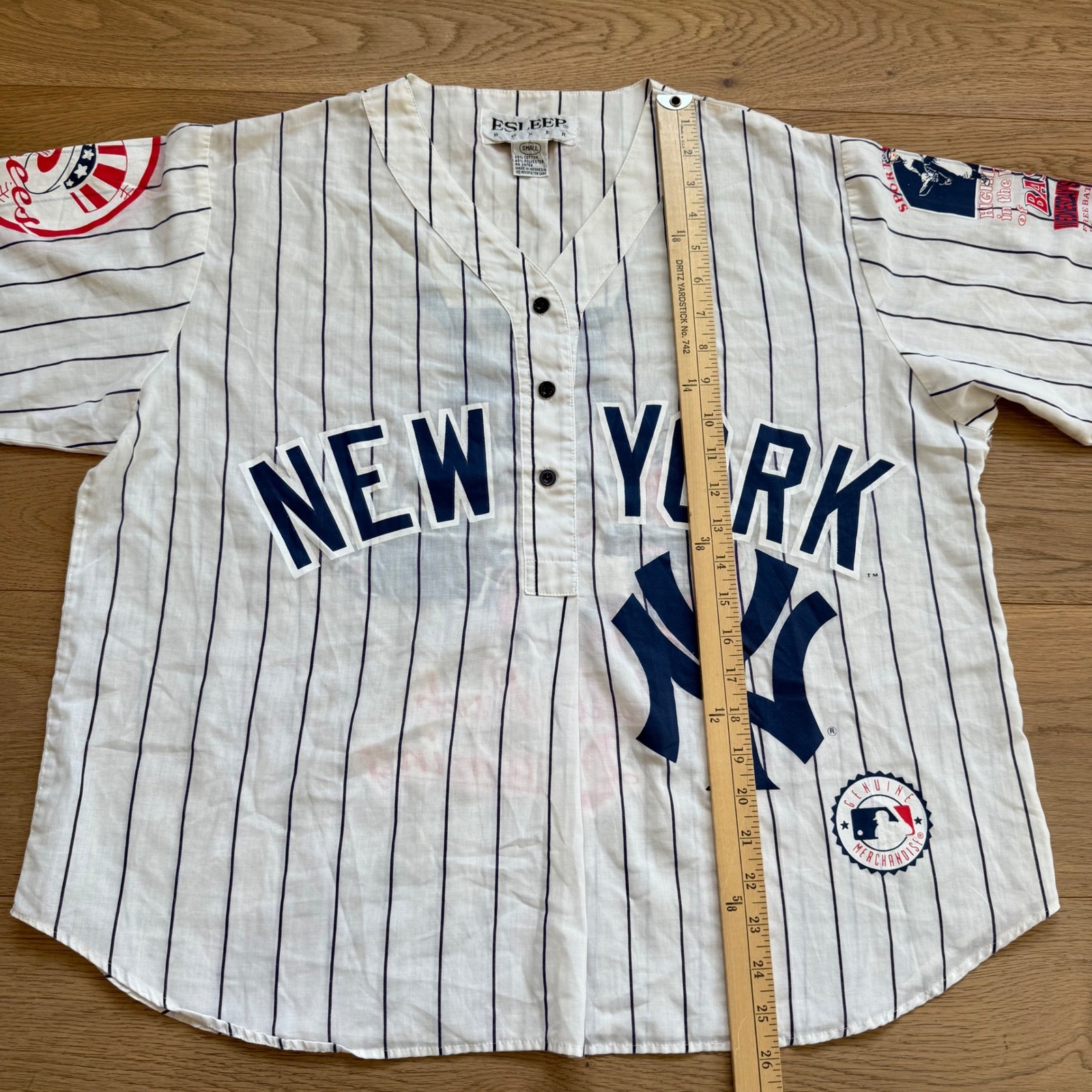 Vintage Esleep New York Yankees Pinstripe Pajama Top Ball Park Dreaming Small