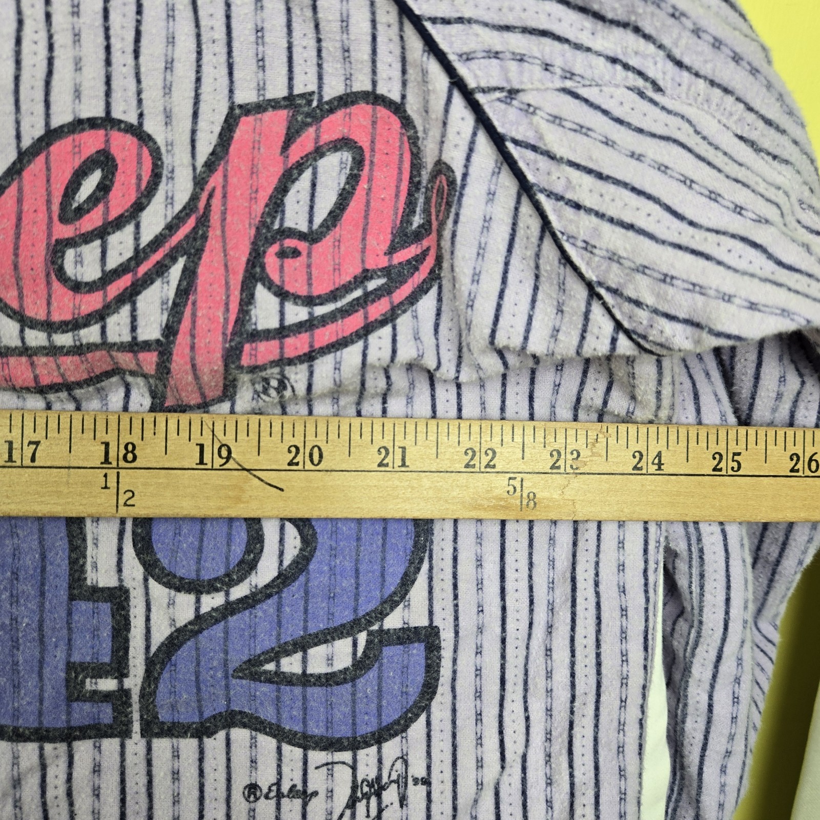 VTG ESLEEP Nightshirt Jersey Pinstripe Cotton Pajamas One Size Baseball. Flaws