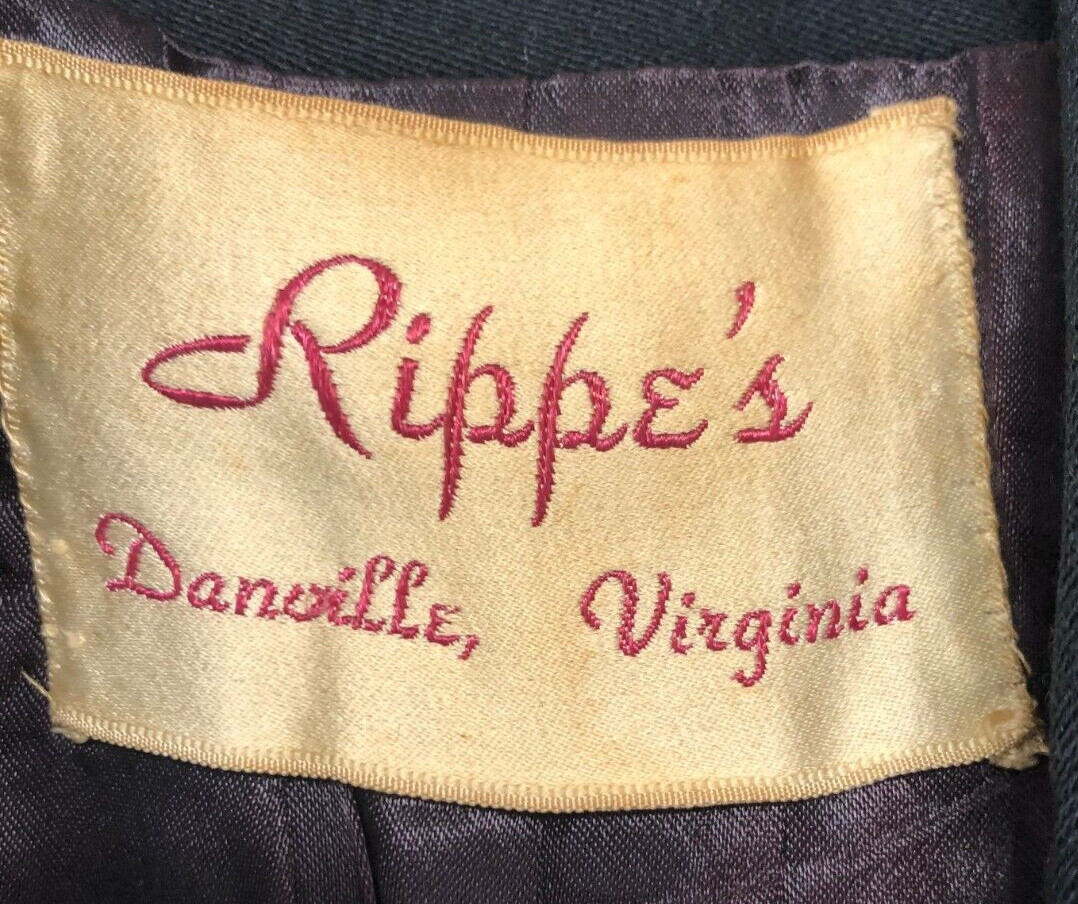 Vintage Union Made Black Wool Jacket Blazer XS Rippe’s Danville Virginia
