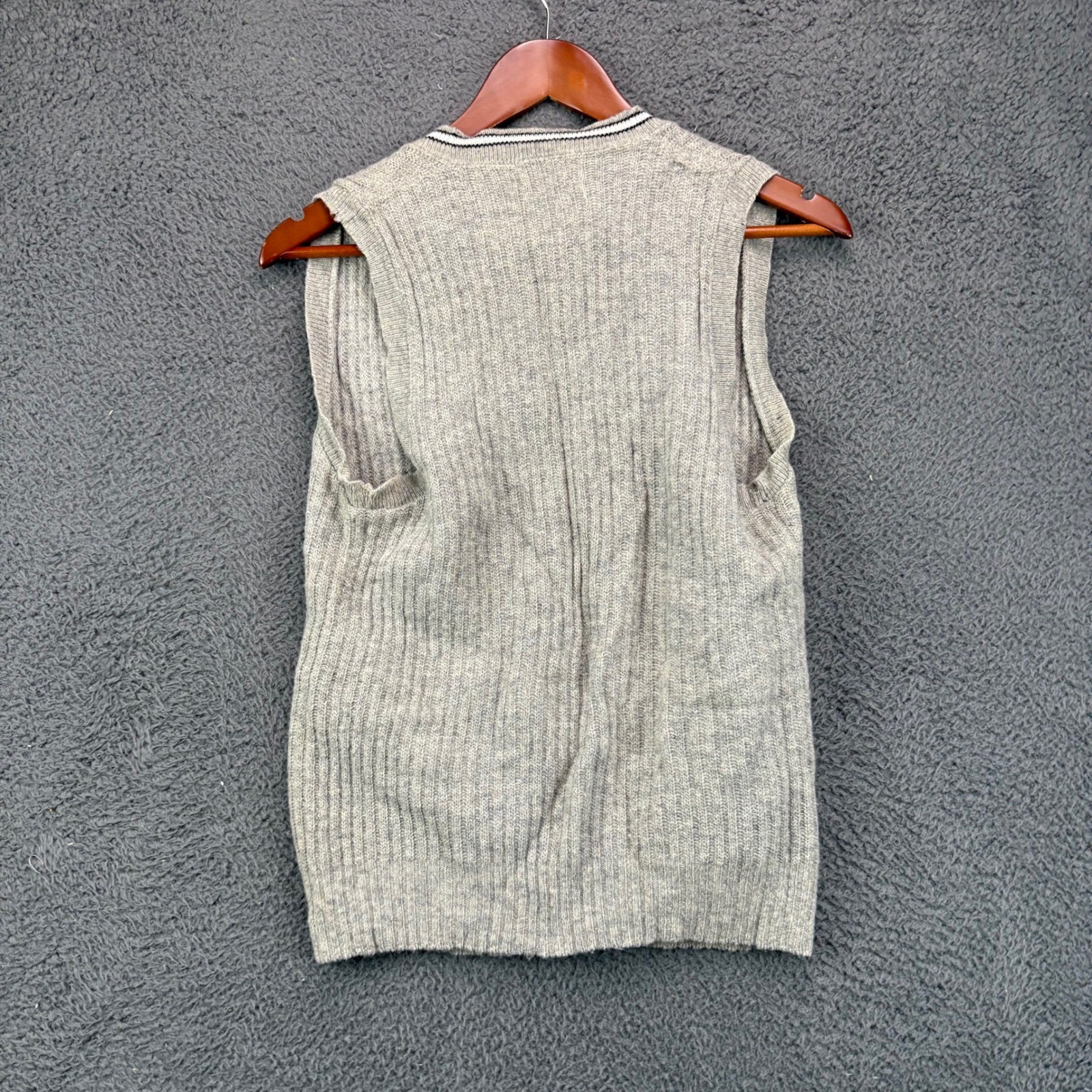 Campus Norseman Lambswool Knit Varsity Cardigan Vest Women Small 36-38 Vintage