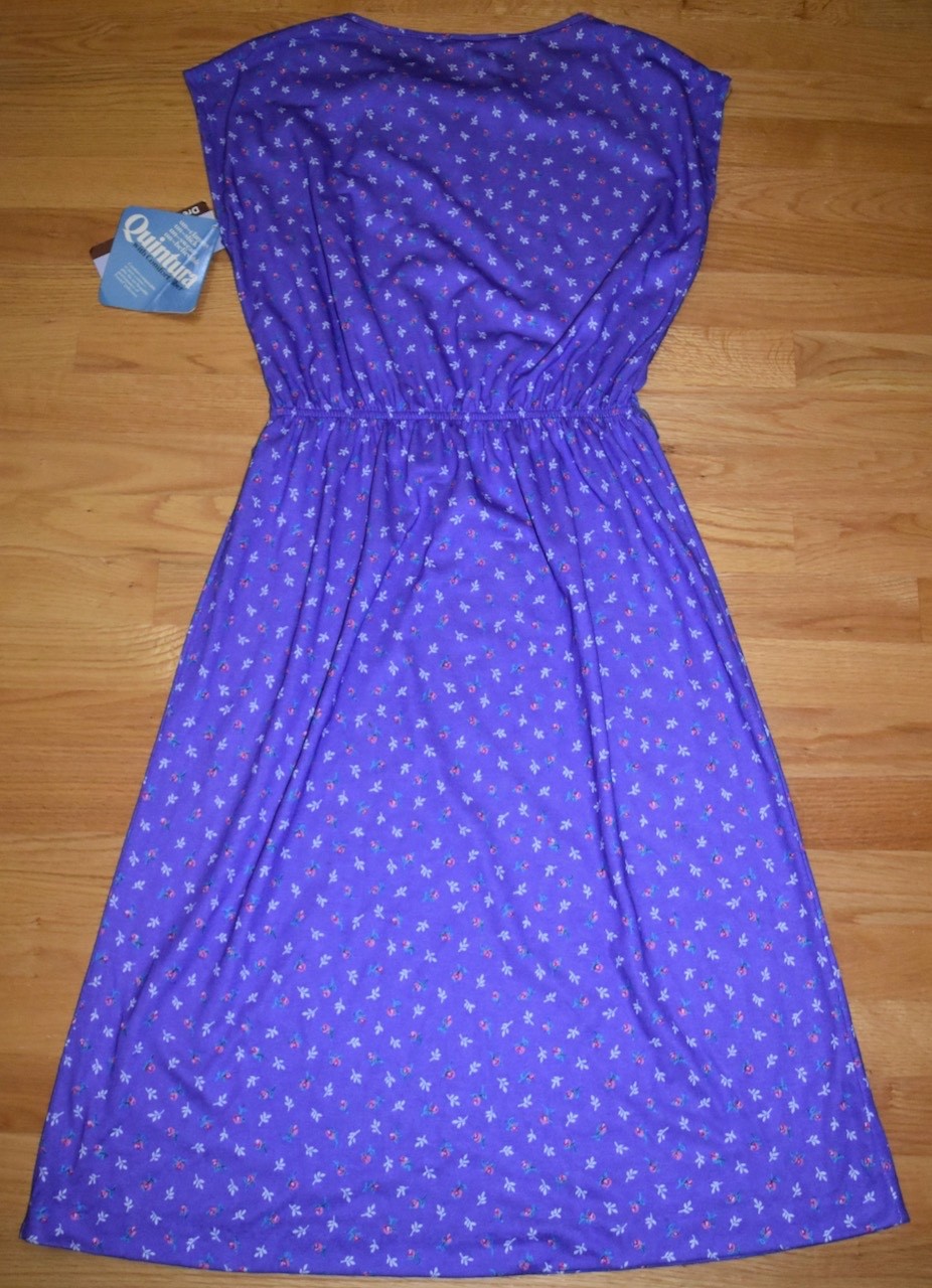 VTG NOS Womens Dress Purple Floral Union Label USA Sears See Measurements 14