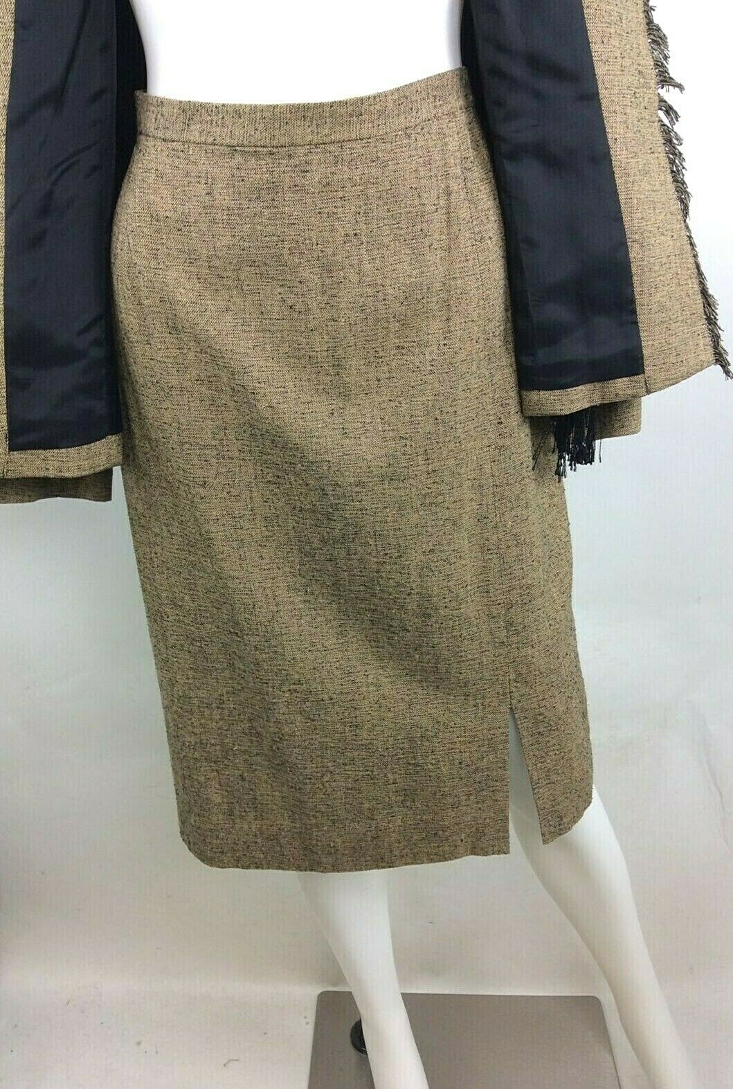 Ann May Vintage Women Silk Skirt Jacket Set Olive Size 12 (45)