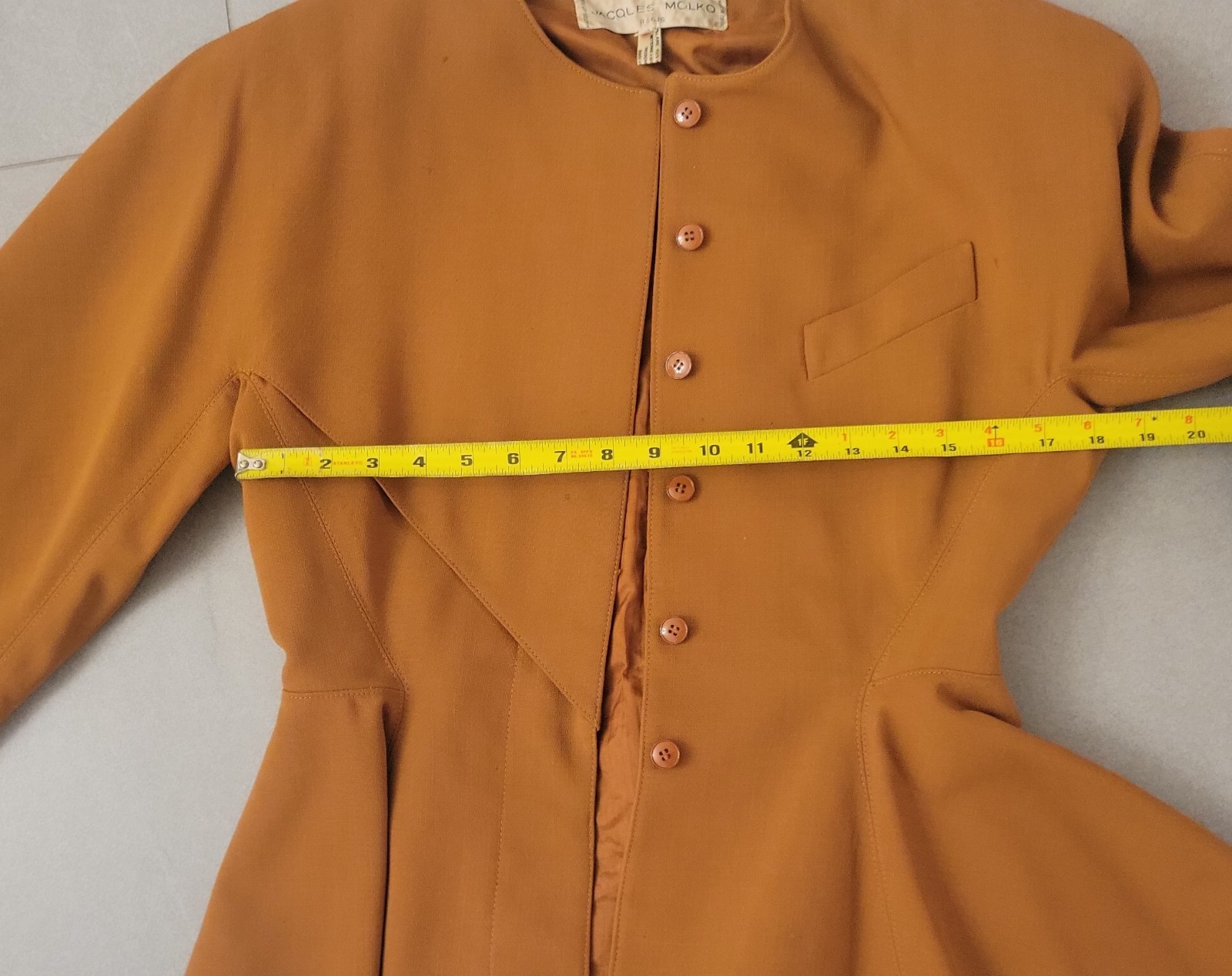 Vtg Skirt Suit Sz 8 French Import Couture 80’s Paris Wool Jacques Molko Note Gvc