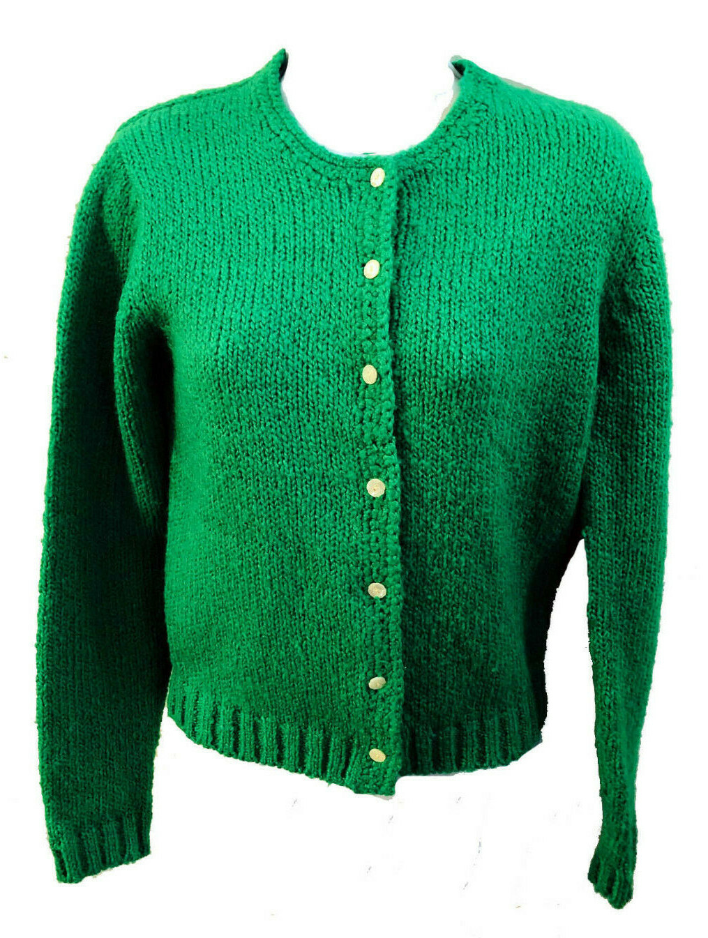 Carroll Reed ’70s Preppy Emerald Green Acrylic Cardigan sweater sz 36 Hong Kong
