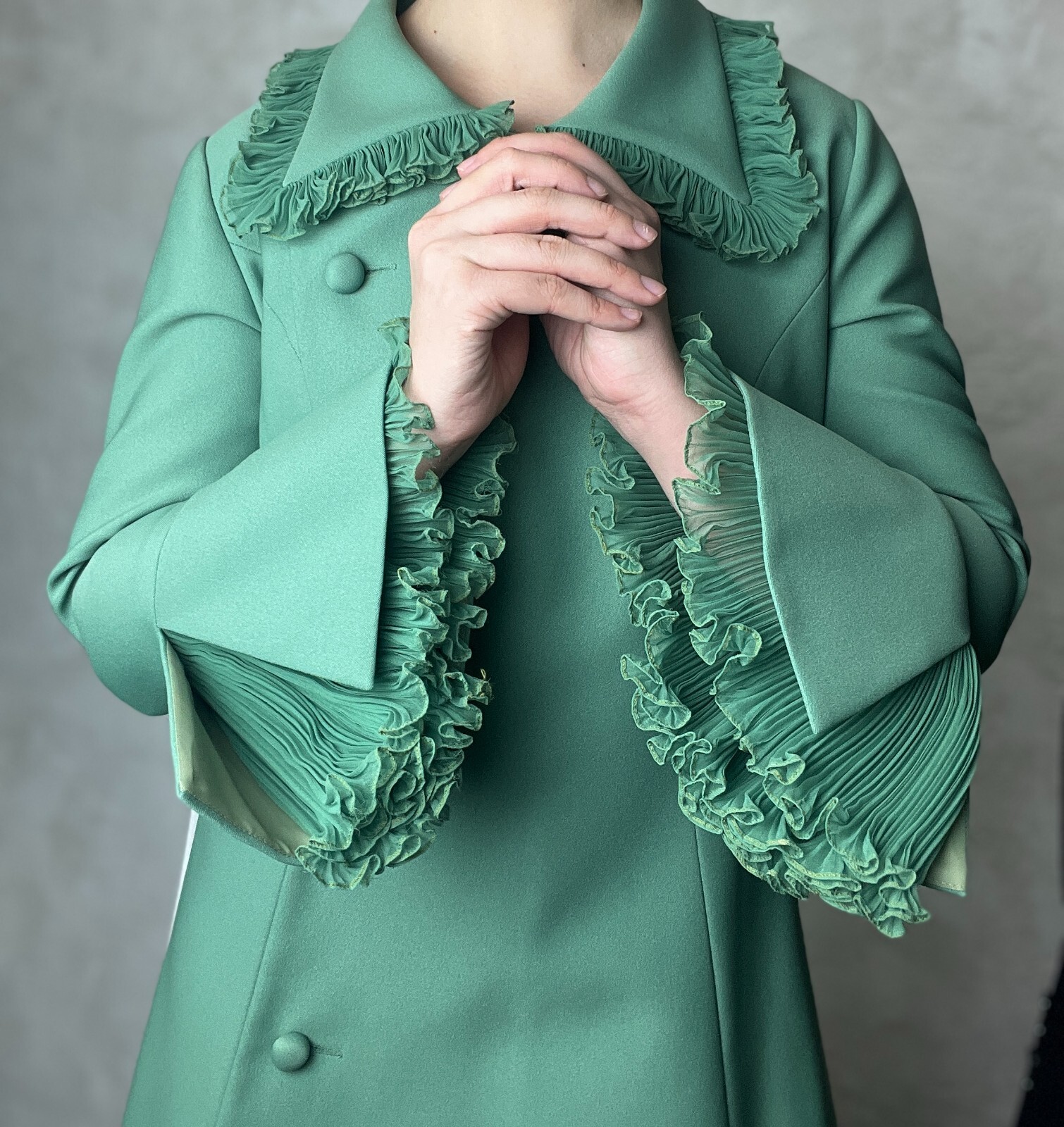 Vintage 60s/70s Ann Michael London Designer Dress Green size UK 14 US 12 M