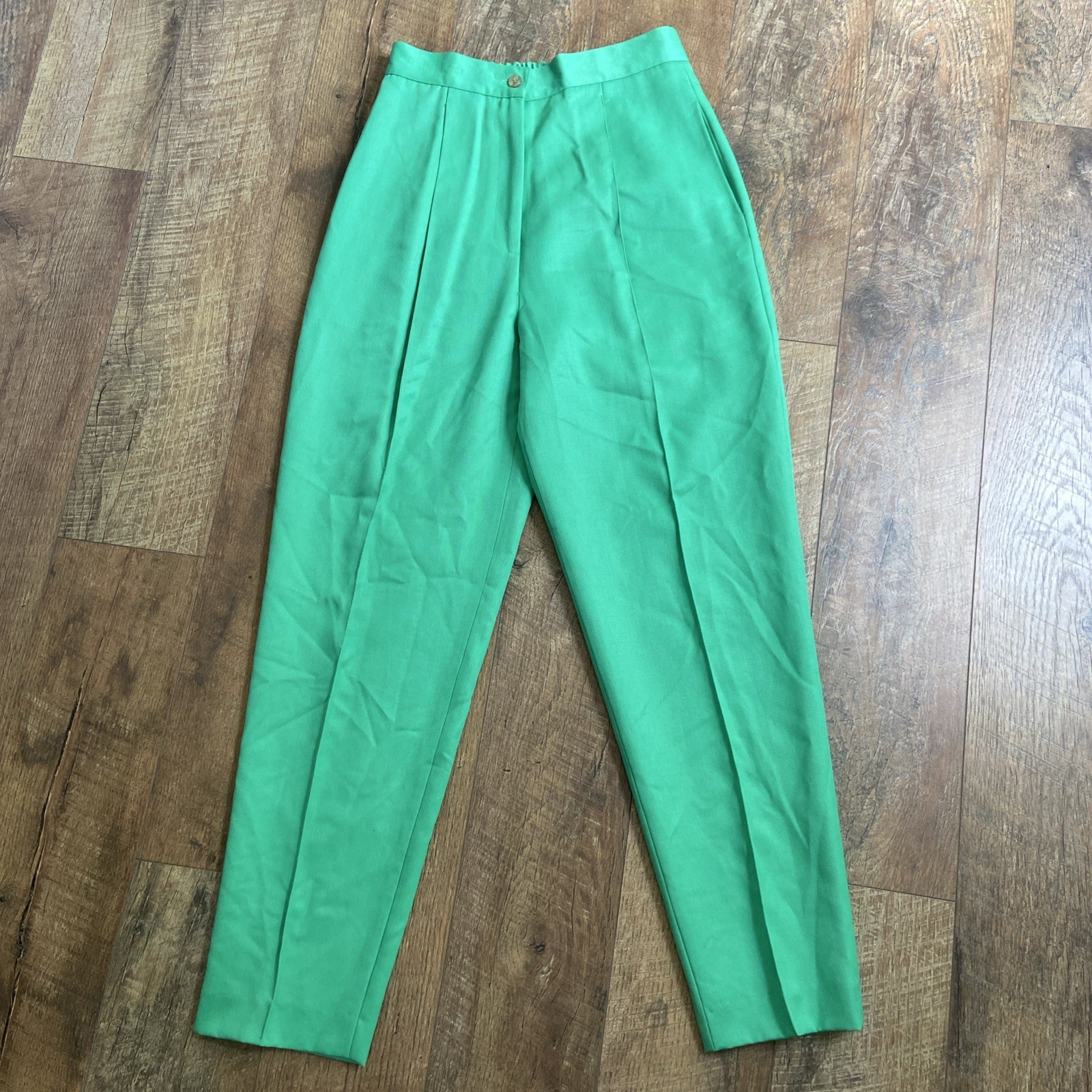 Suzelle | 100% Lined Wool Pleated Tapered Hi Waist Trouser Pockets 26” 4