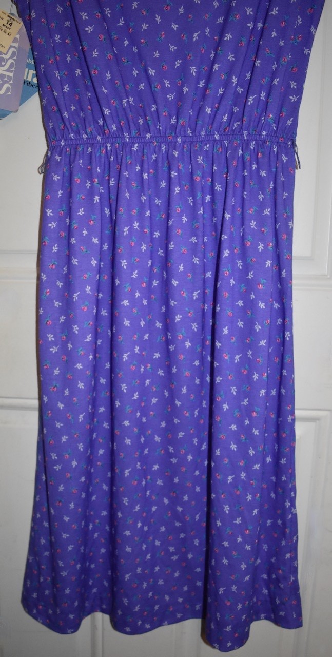 VTG NOS Womens Dress Purple Floral Union Label USA Sears See Measurements 14