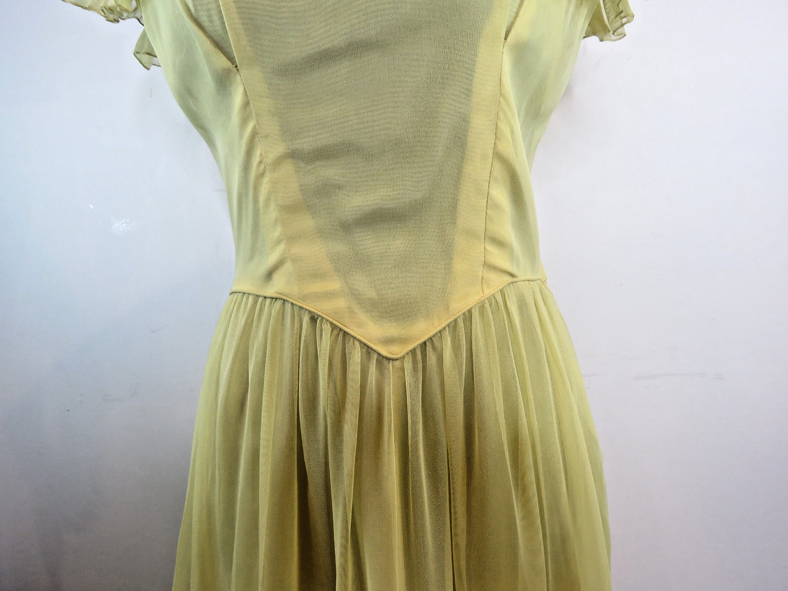 VINTAGE 1950’s FRED PERLBERG Dance Originals Yellow Dress S M Formal Gown EUC