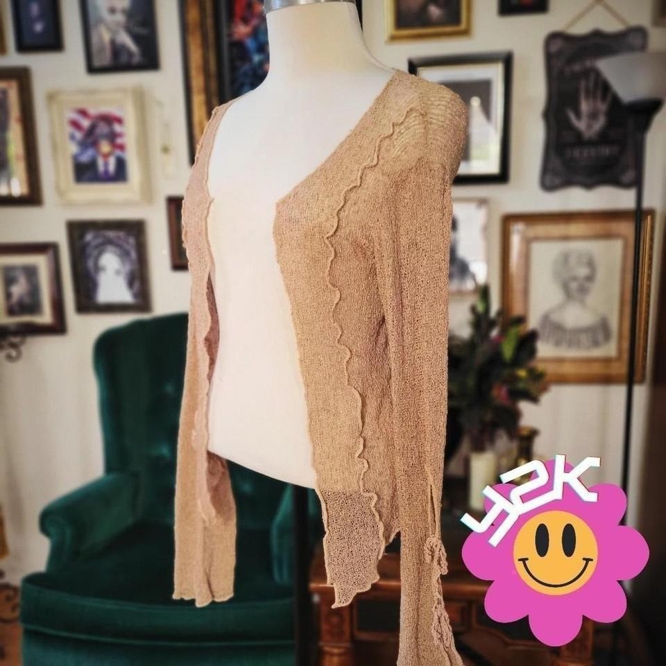 Classic Cream Knit Cardigan by Purp7e Vintage Y2K Early 2000s Bell Sleeve Cute