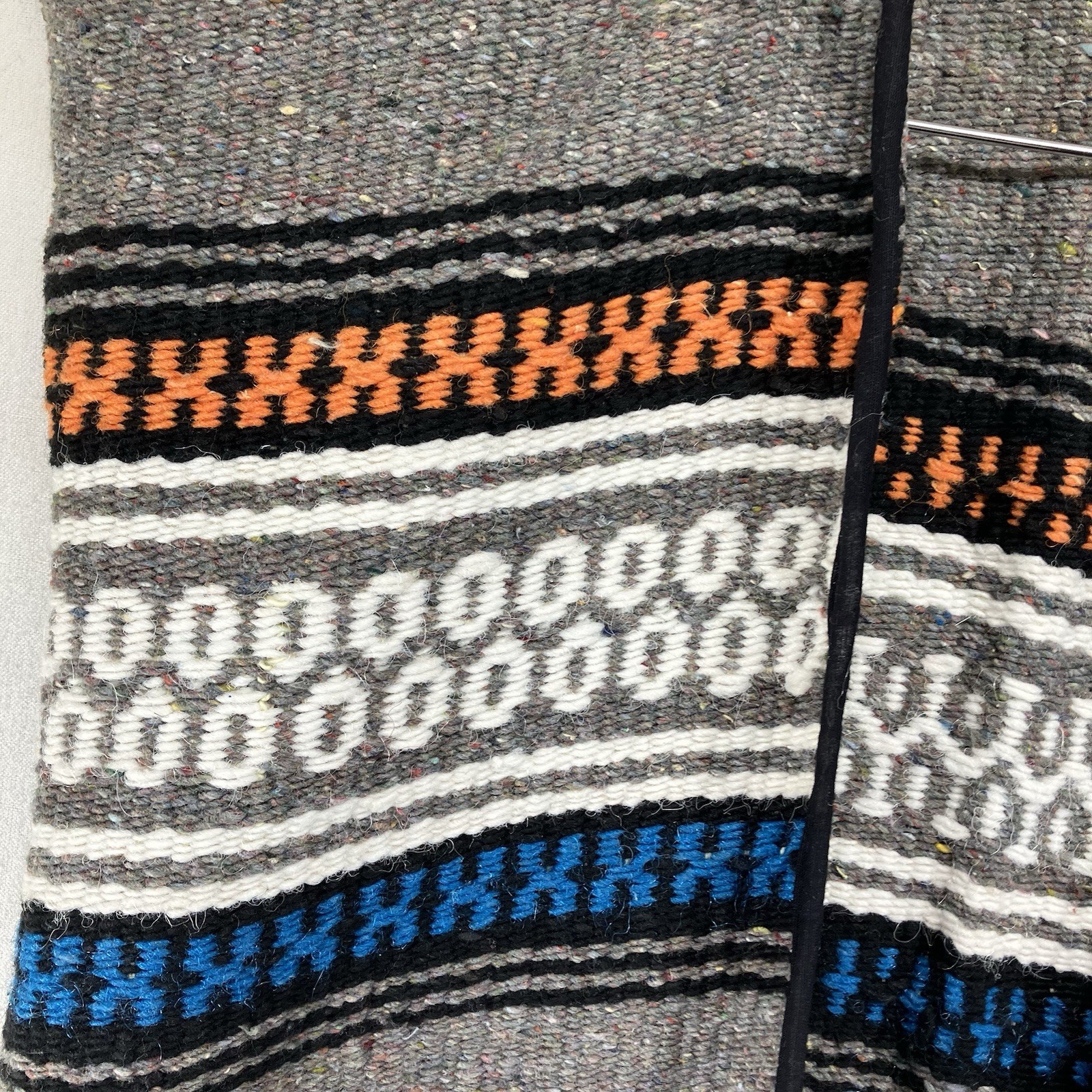 Vintage Mexican Blanket Vest Poncho Serape Jacket Fringe w Pockets 38×31 Medium