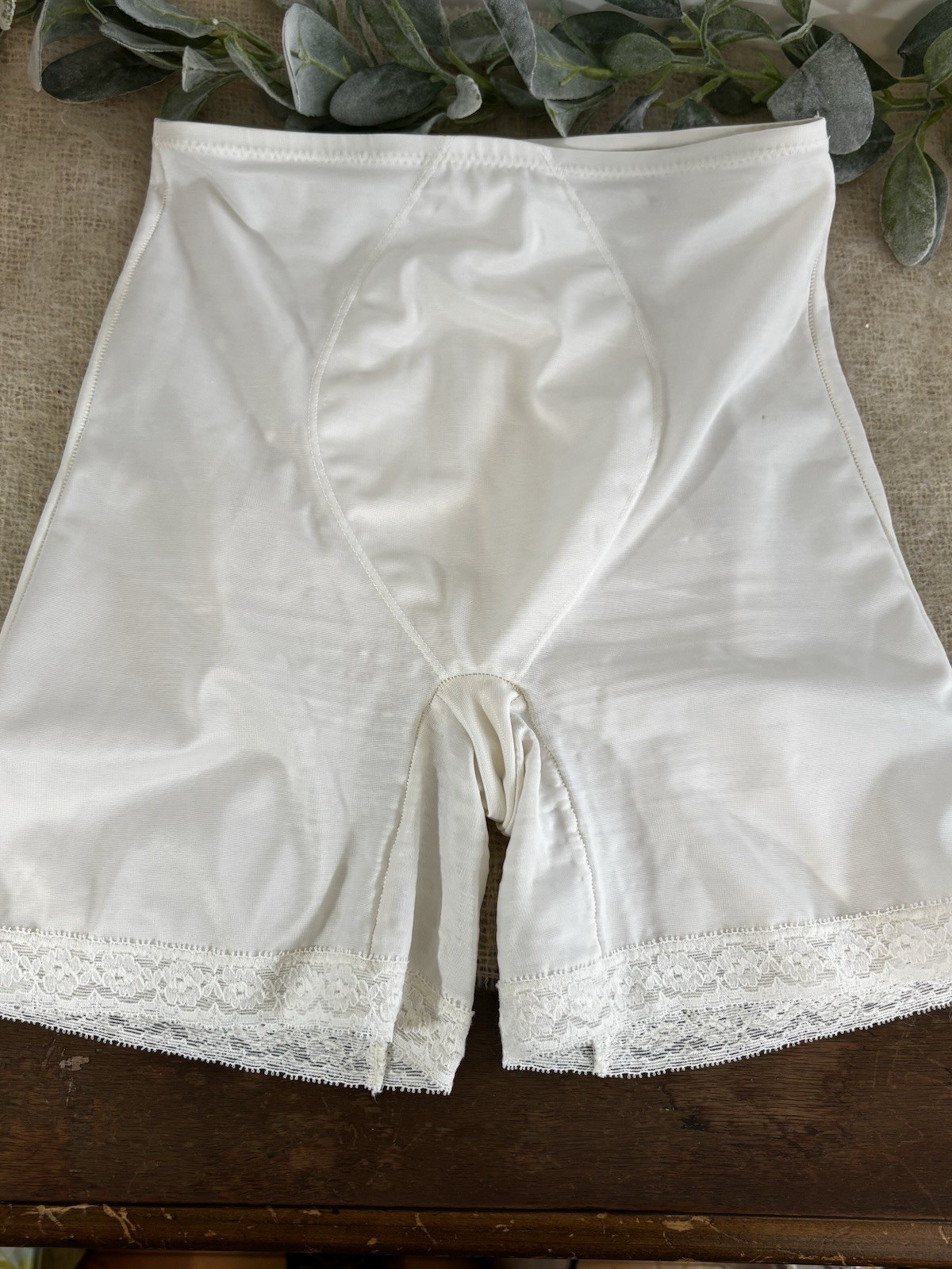 Vintage Sears Best Girdle White 88486 Large Tummy Control Brief Lace Trim