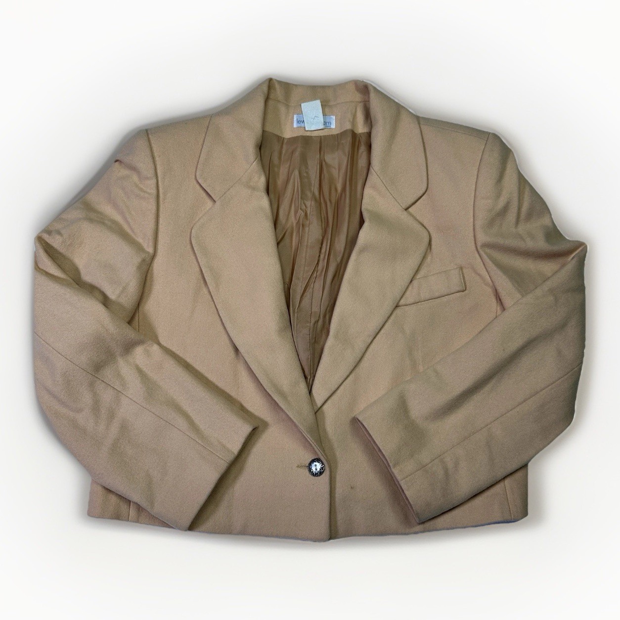 Vintage Lew Magram New York Camel Wool Cashmere Blazer Jacket USA Made Sz 6