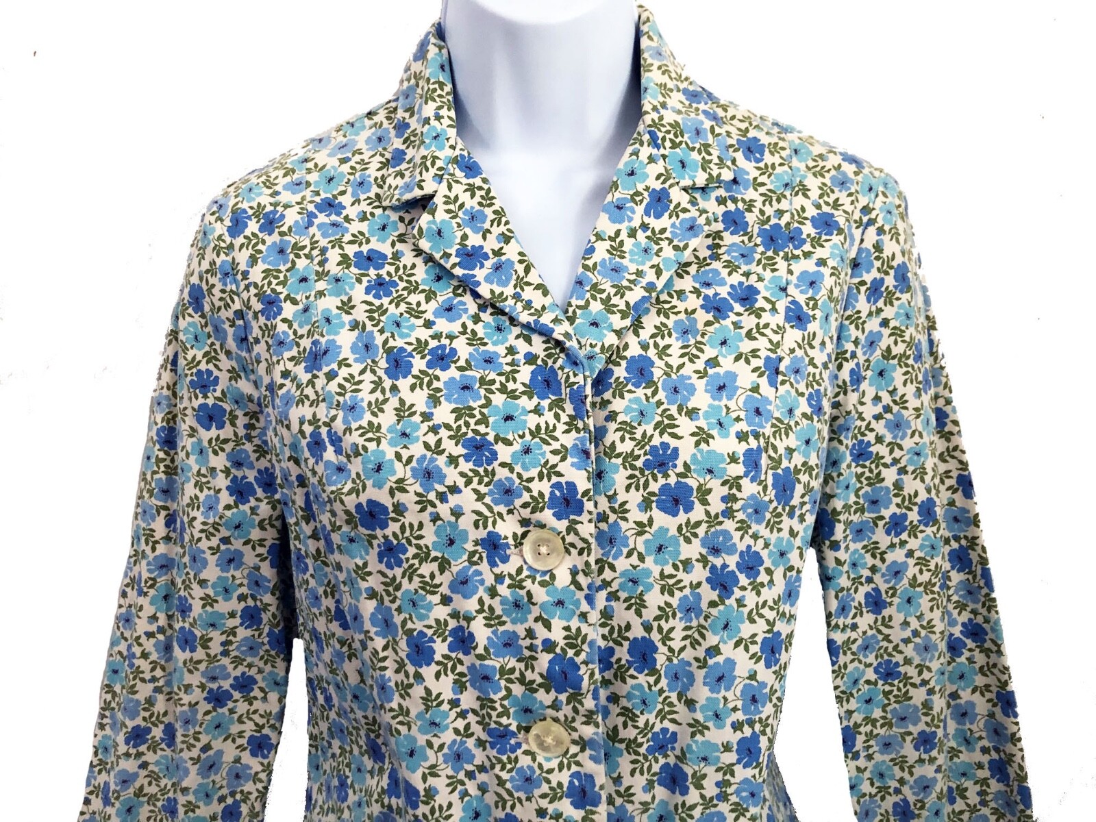 Century of Boston Classic Genuine 1960s VTG Blue Floral Preppy Cotton Suit SM