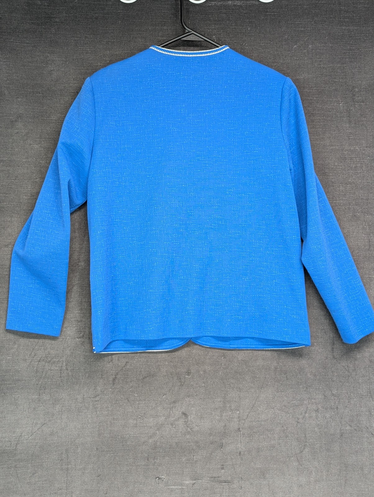 Vtg Cape Cod Match Mates Blue Shirt/Jacket Set Grandma Core Pussycat Bow Coastal