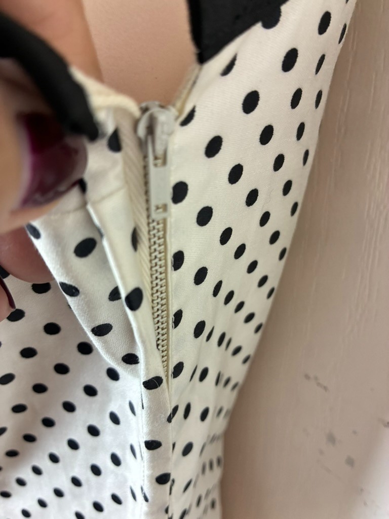 VTG 1960’s Home Made Blk Polka Dot Dress S Sleeveless Shift USA Cotton