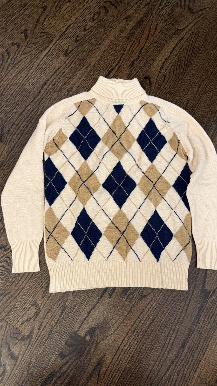 Dalton 50’s Argyle Geelong Wool Vintage Sweater Womens Turtleneck Camel Navy