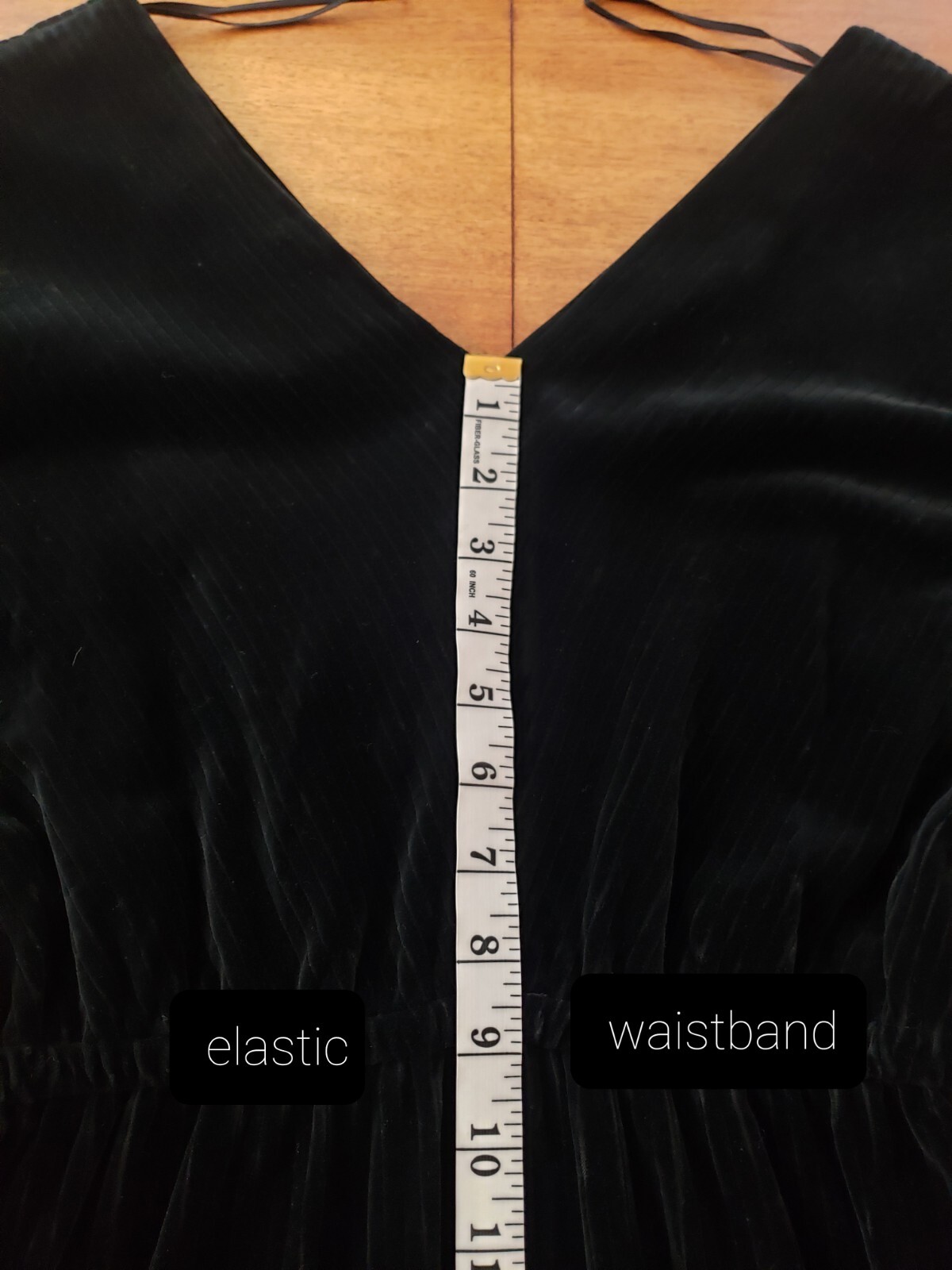 Vtg Pedestal Originals Dress Velvet Corduroy Like V Neck Black Sm