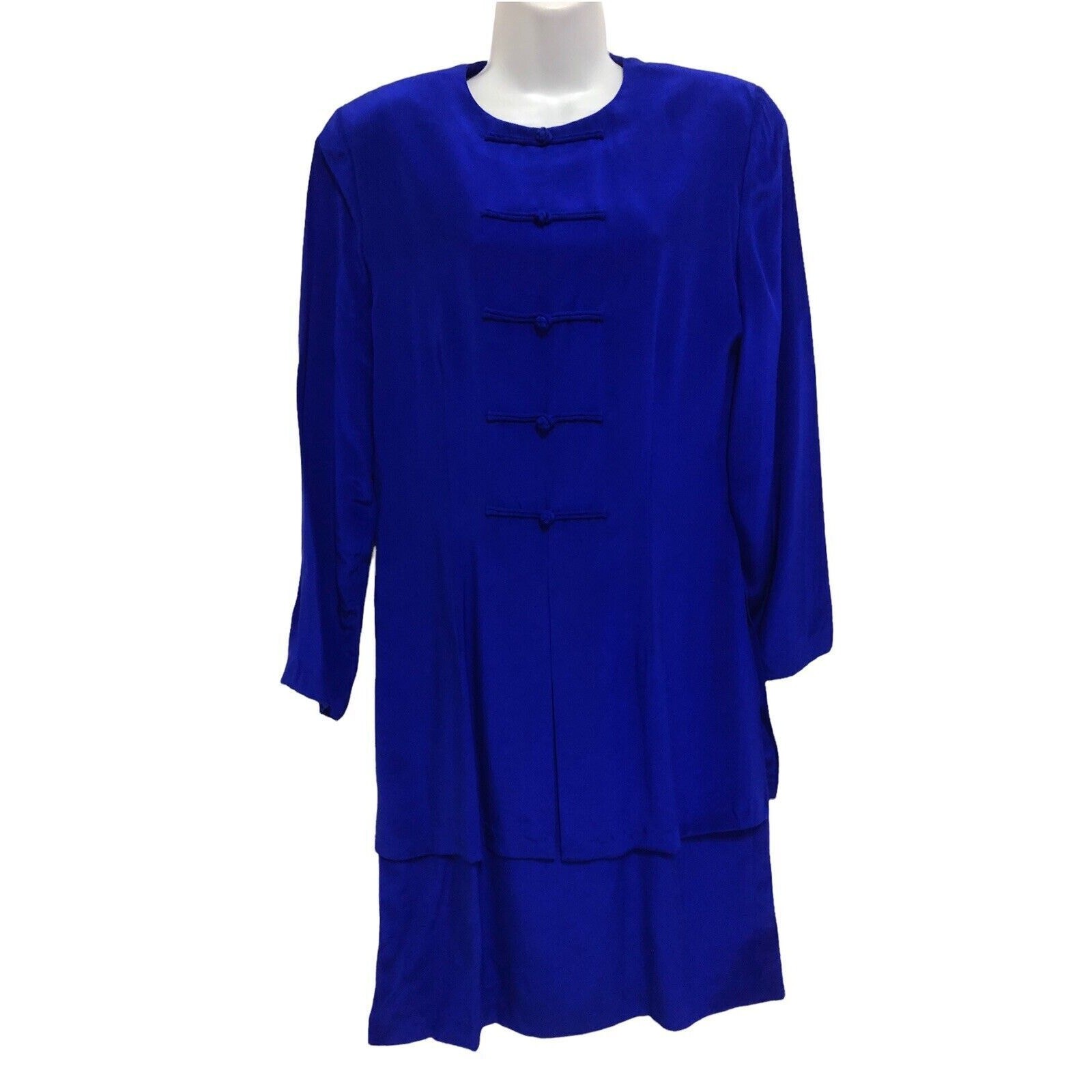 Haut De Gamme En Avance Women SZ 12 Cobalt Blue Dress 100% Silk Formal High End