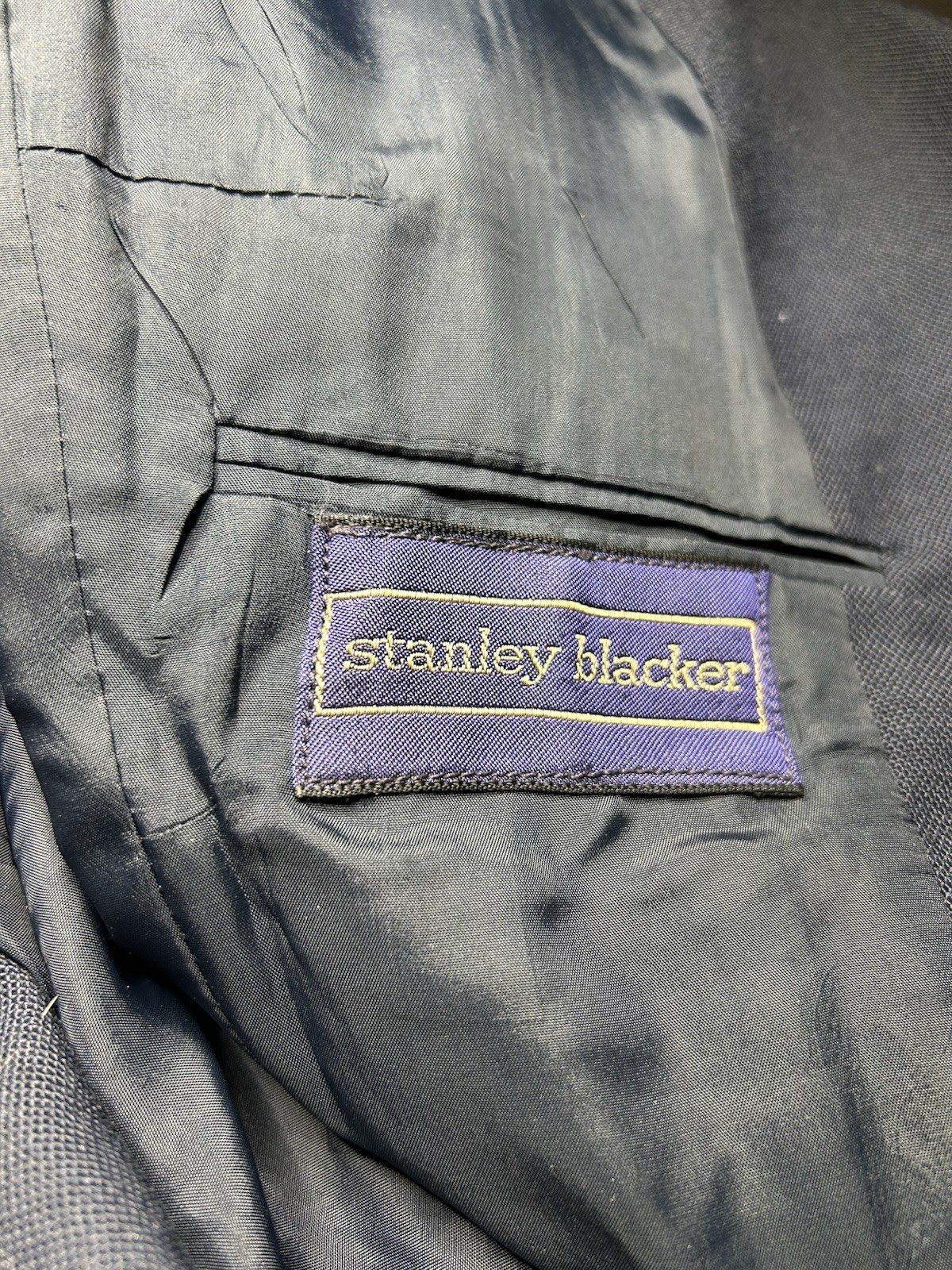 Vintage Stanley Blacker Wool Blend Womens Size 10 Dark Navy Blazer Brass Buttons