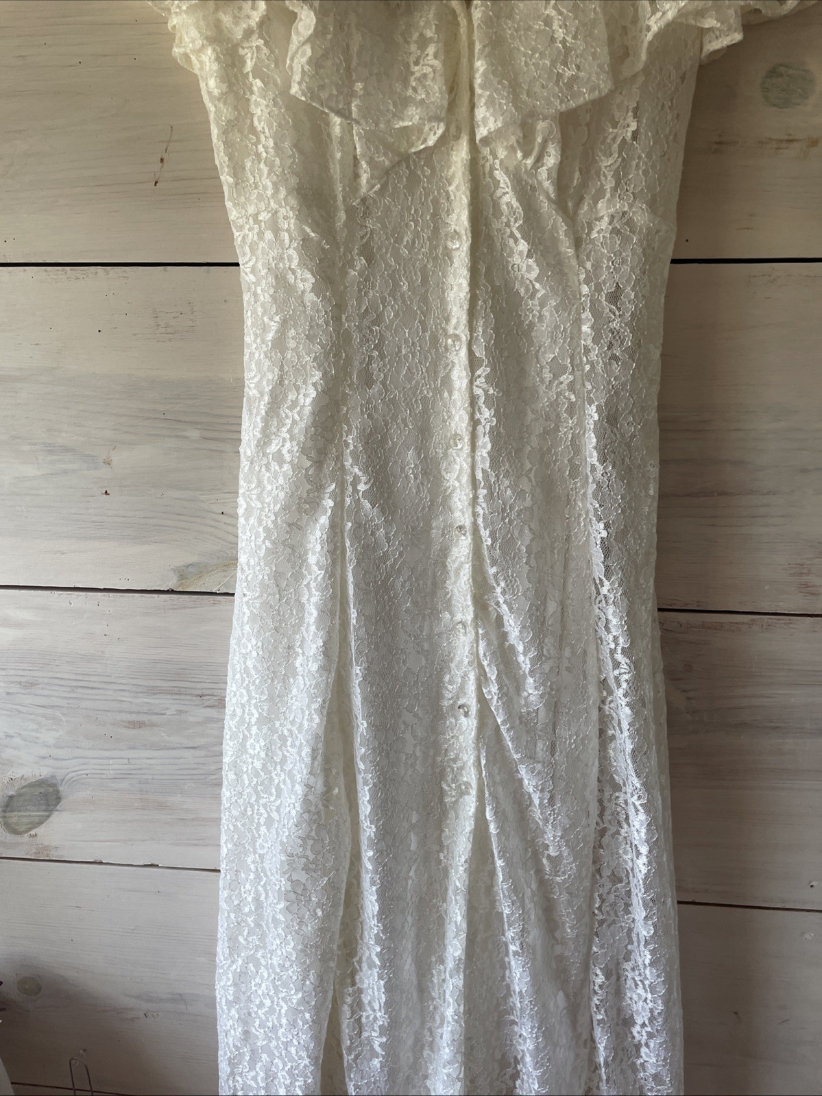 Long White Lacey 1996 Vintage Wedding Dress Sarah Richards Boho Victorian