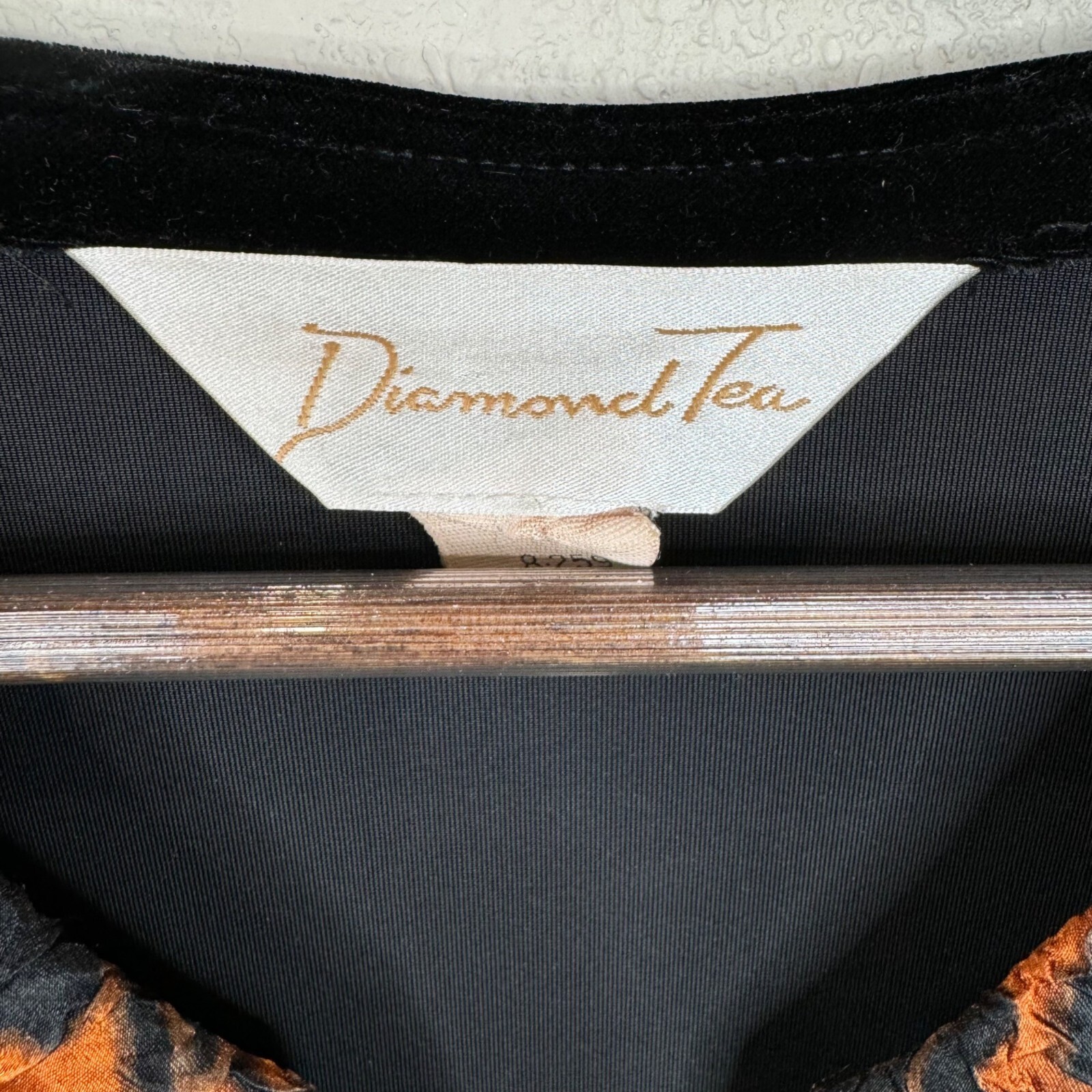 Diamond Tea Black Orange Velvet Long Robe Decorative Trim Whimsygoth Boho Kaftan