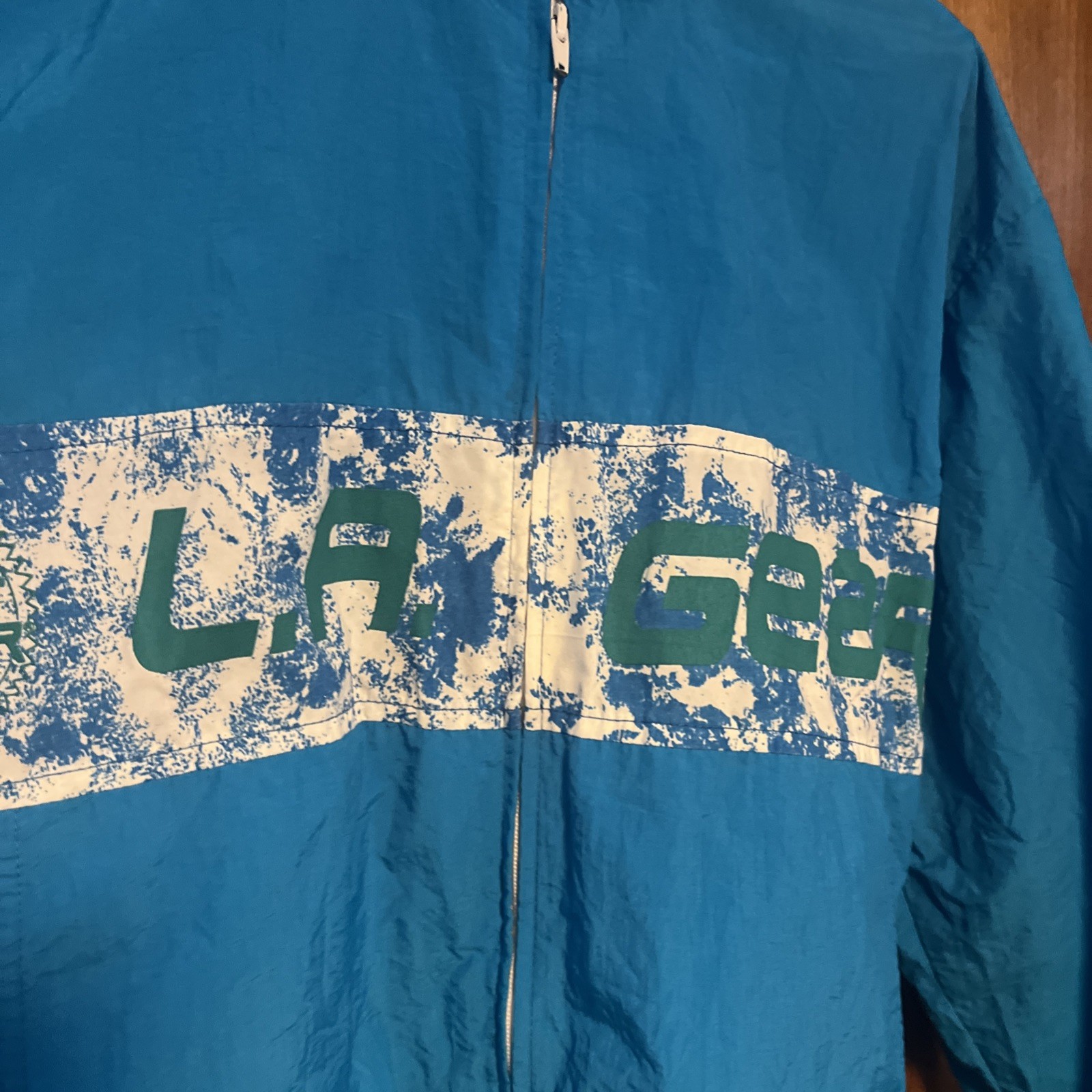 Vintage 1980s LA Gear Aqua Women’s Medium Colorblock Windbreaker Track Jacket