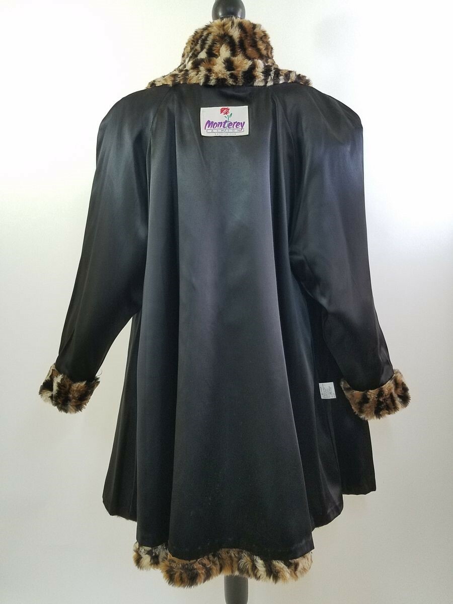 Womens Faux Tiger Fur Swing Coat Monterey Fashions Size S