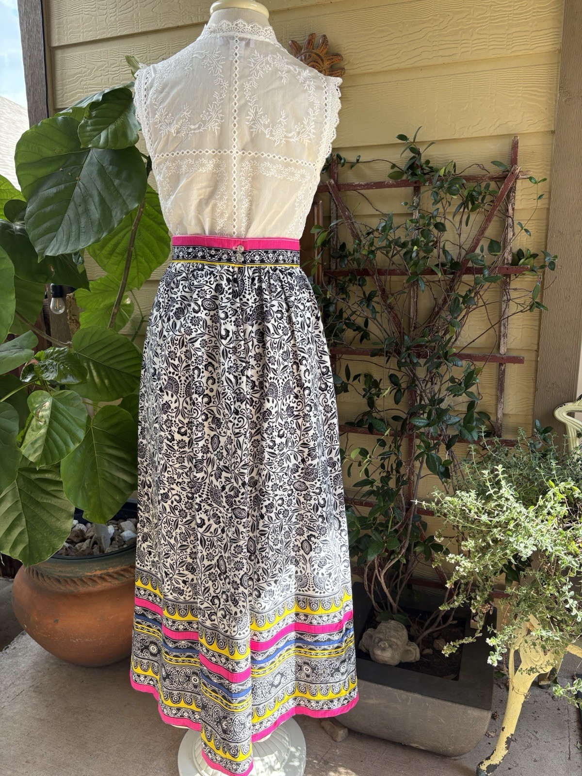 Vintage 70s Alex Coleman Bohemian High Waisted Psychedelic Maxi Skirt S