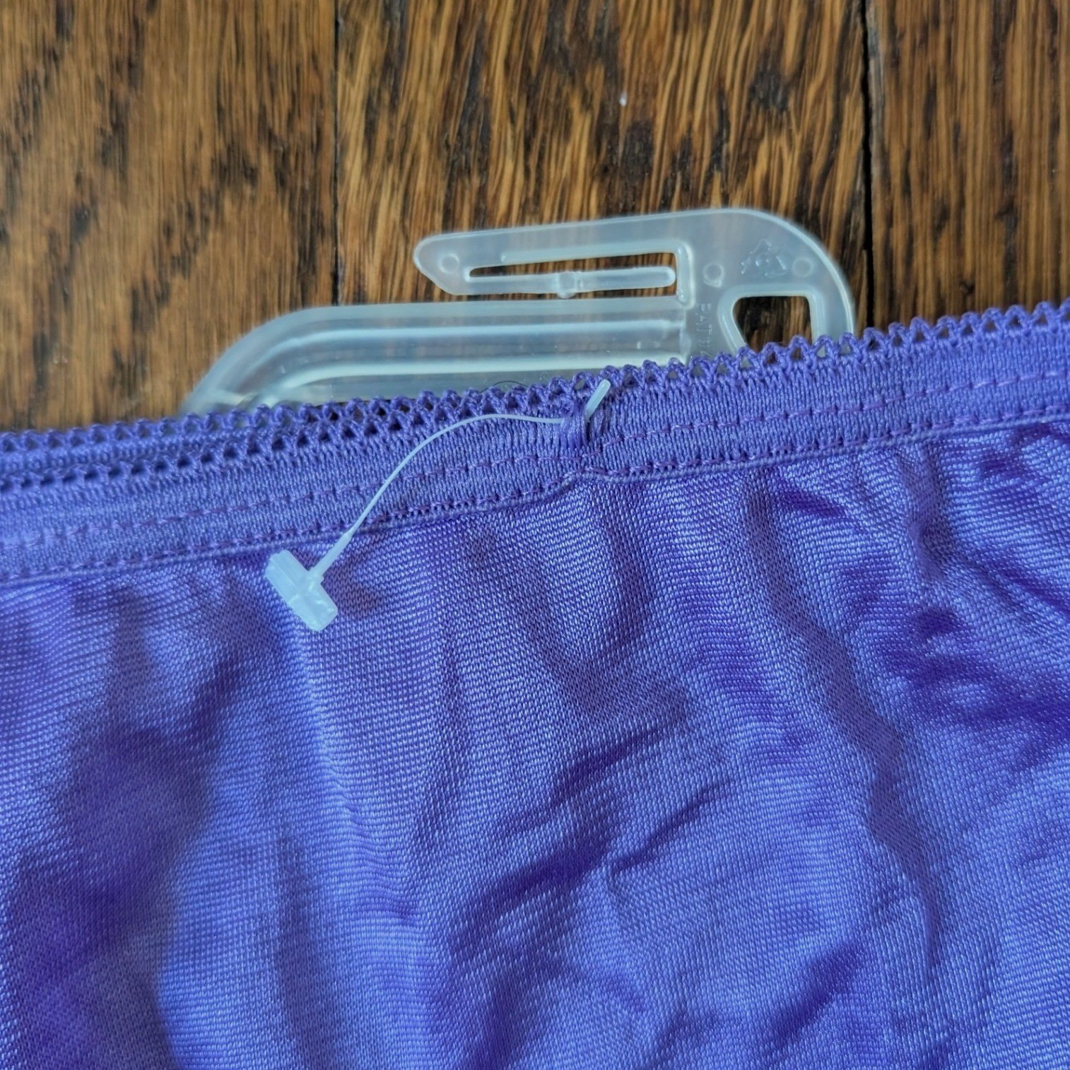 NEW Vtg Panties Purple High Waist Full Brief Nylon Picot Trim Women Size 8