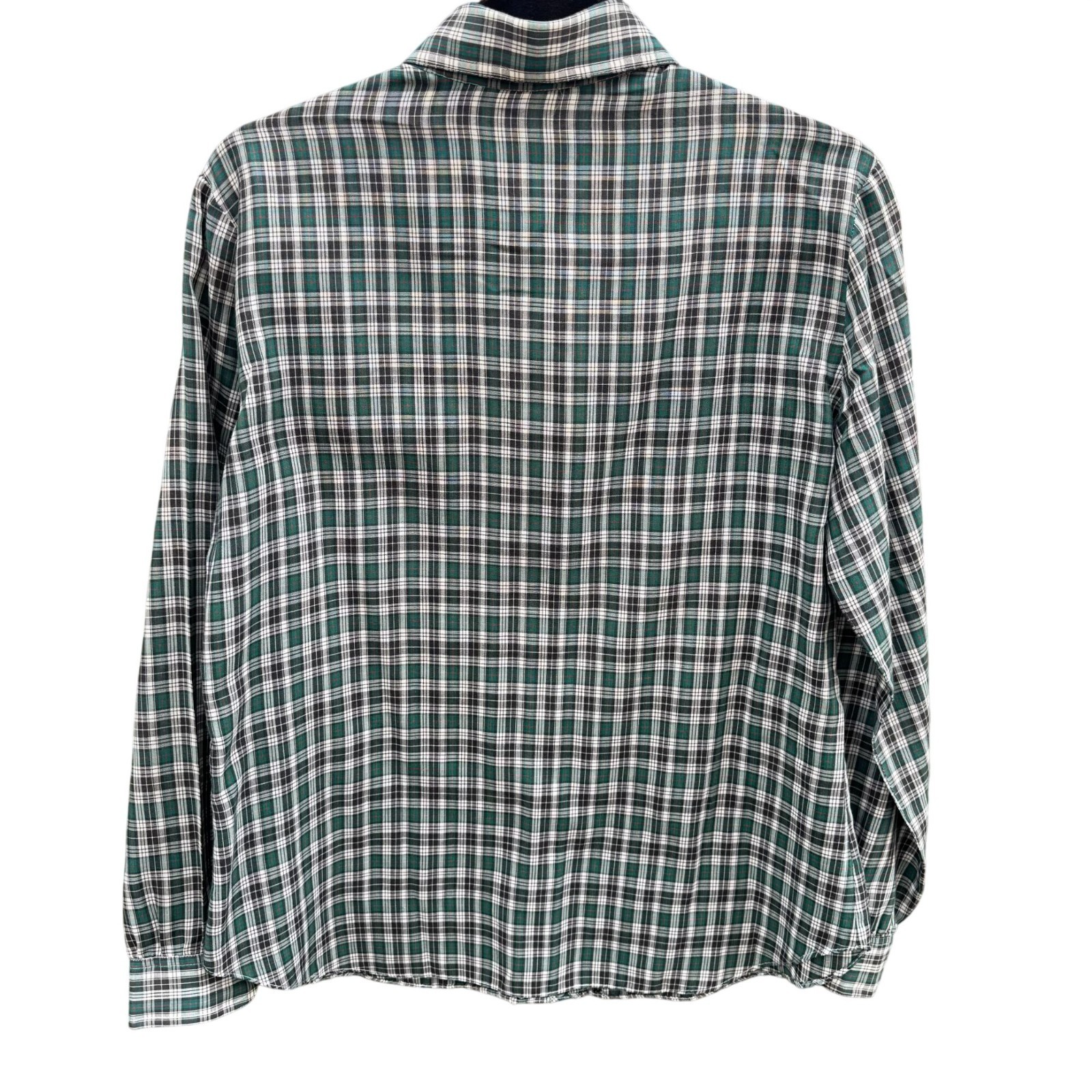 Ship N Shore Vintage 70s Plaid Tartan Long Sleeve Button Down Shirt Green Mens L