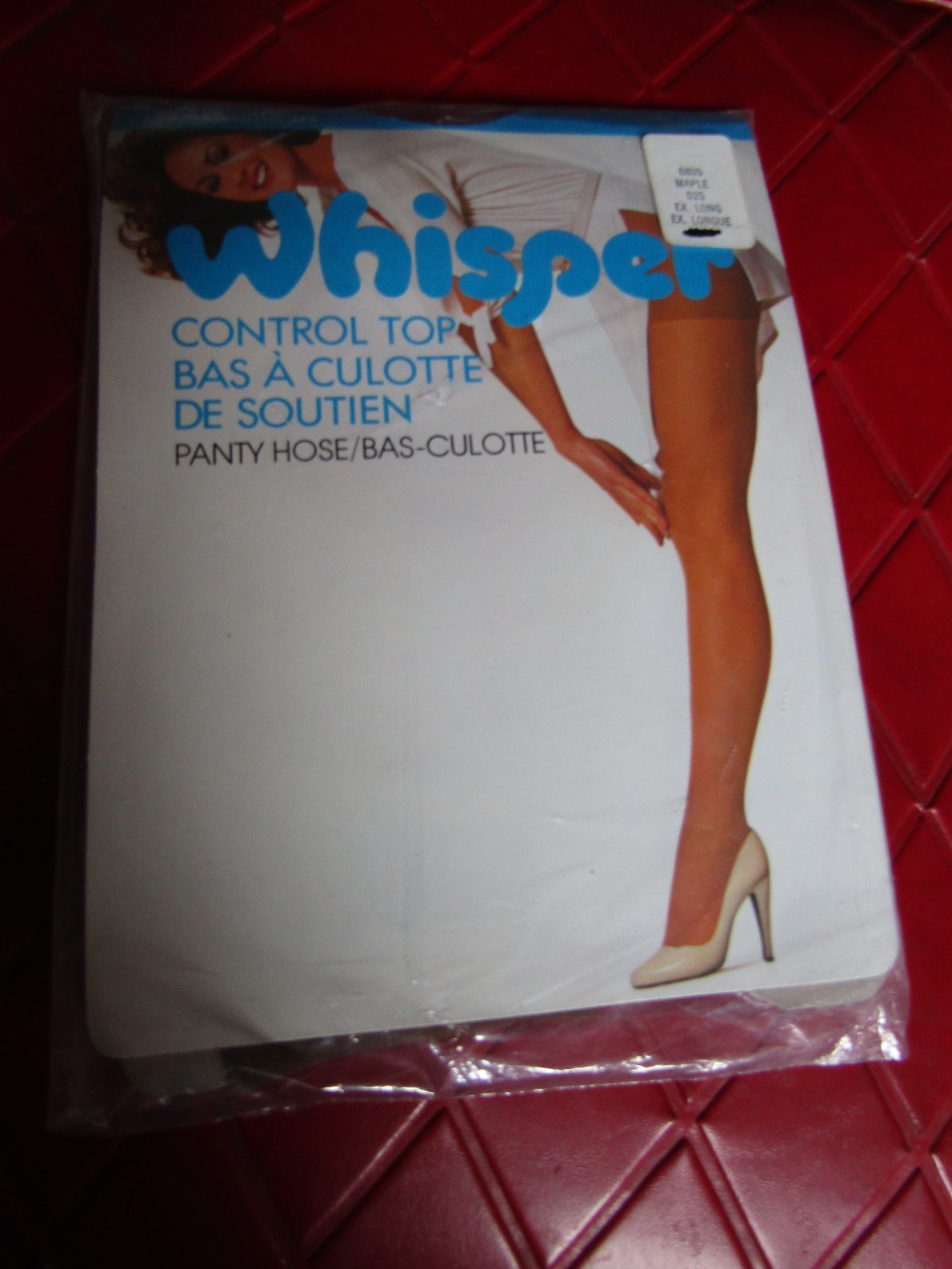 WHISPER Vintage MAPLE Nylon PANTYHOSE – Size EXTRA LONG – 135 to 160 lbs- 1980’s