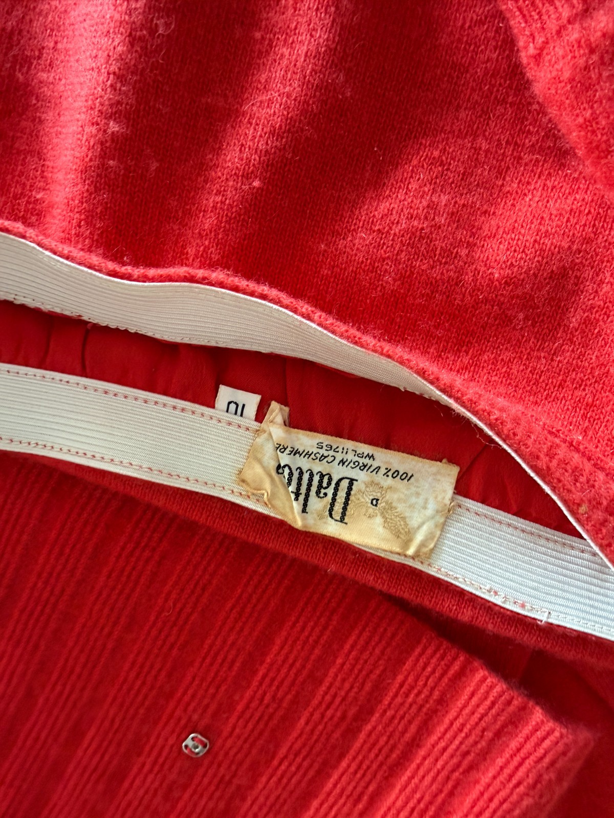 ❤️ Vtg Dalton Cashmere 3pc Skirt Set Cardigan Shell Luxe Minimalist Dress Red S