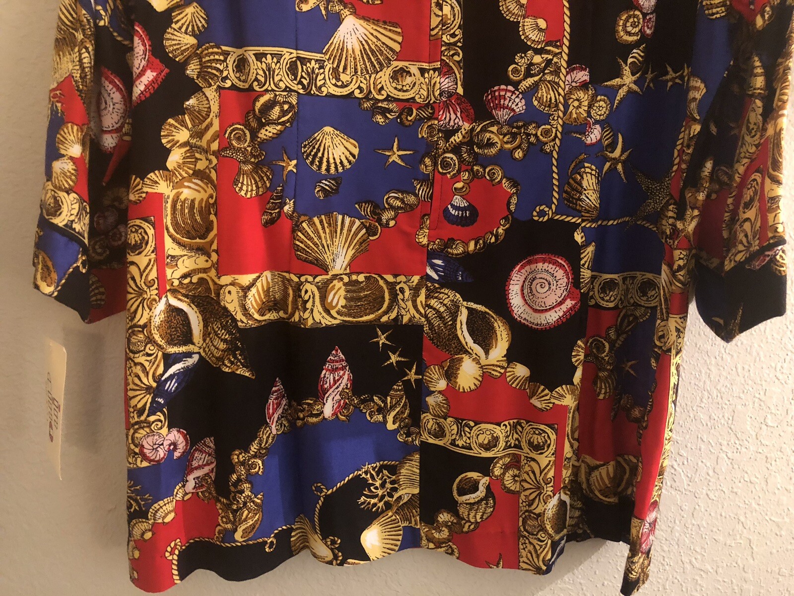 Vintage 80s IN CINQ Women’s Sz 20 Nautical Preppy Blouse Red/Blue/Black