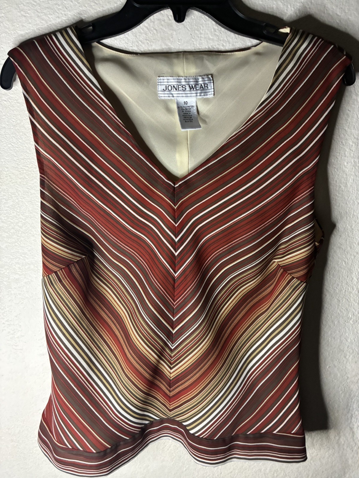 Vintage Jones Wear 2003 Y2K Multicolor Summer V Neck Sleeveless Top Sz 10